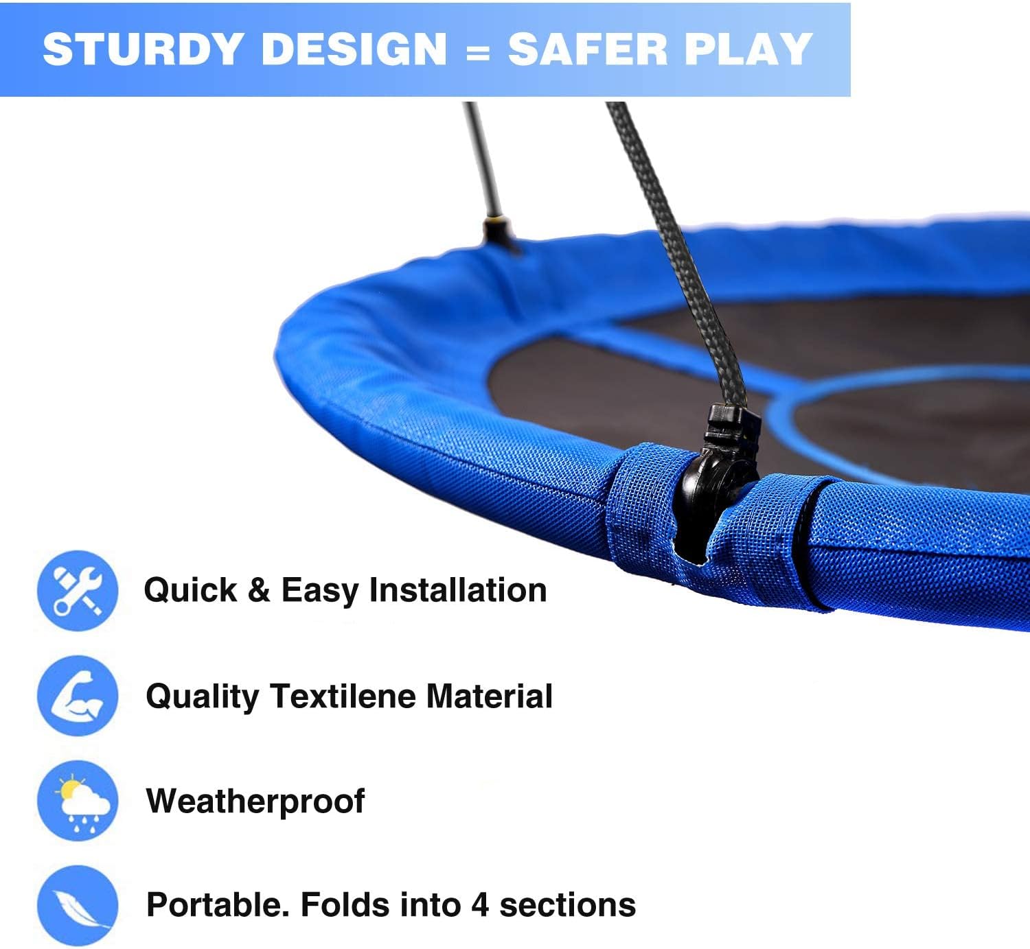 RedSwing Columpio para niños en interiores y exteriores, columpio redondo grande de 4340 pulgadas, ideal para árboles, columpios, patio trasero,