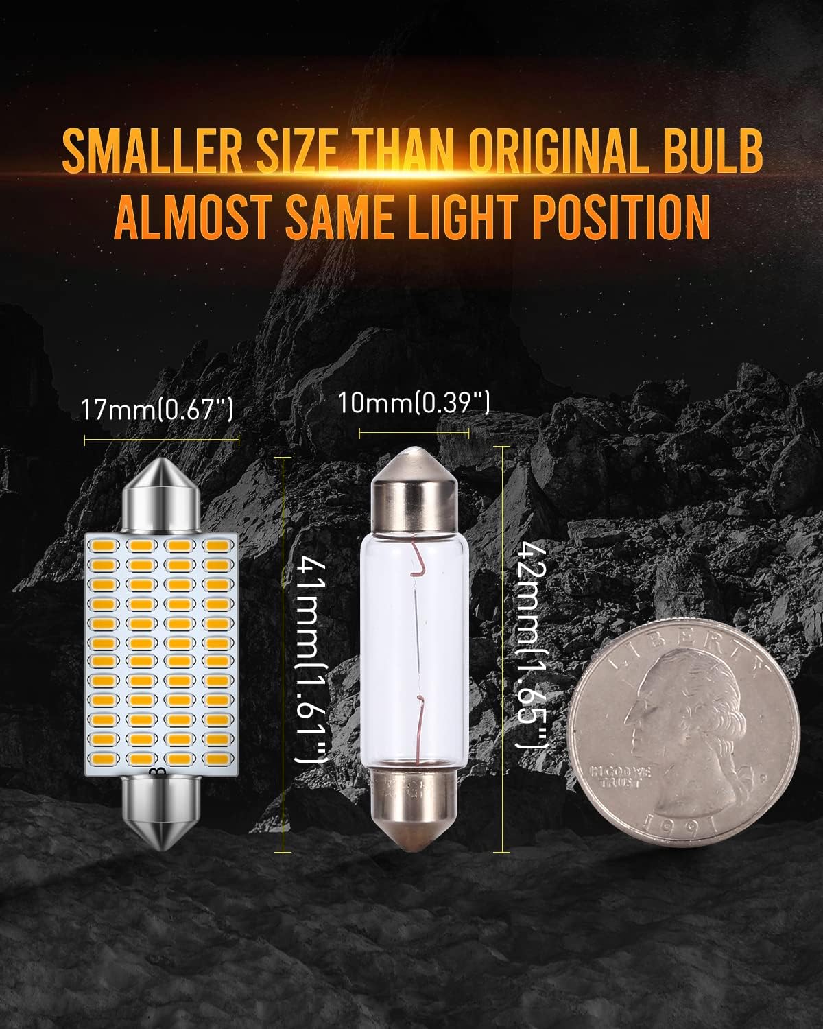 LUYED 300% Super Bright 3014 48-EX Chipsets 569 578 211-2 212-2 Bombillas LED utilizadas para luz de domo, blanco cálido (paquete de 2)