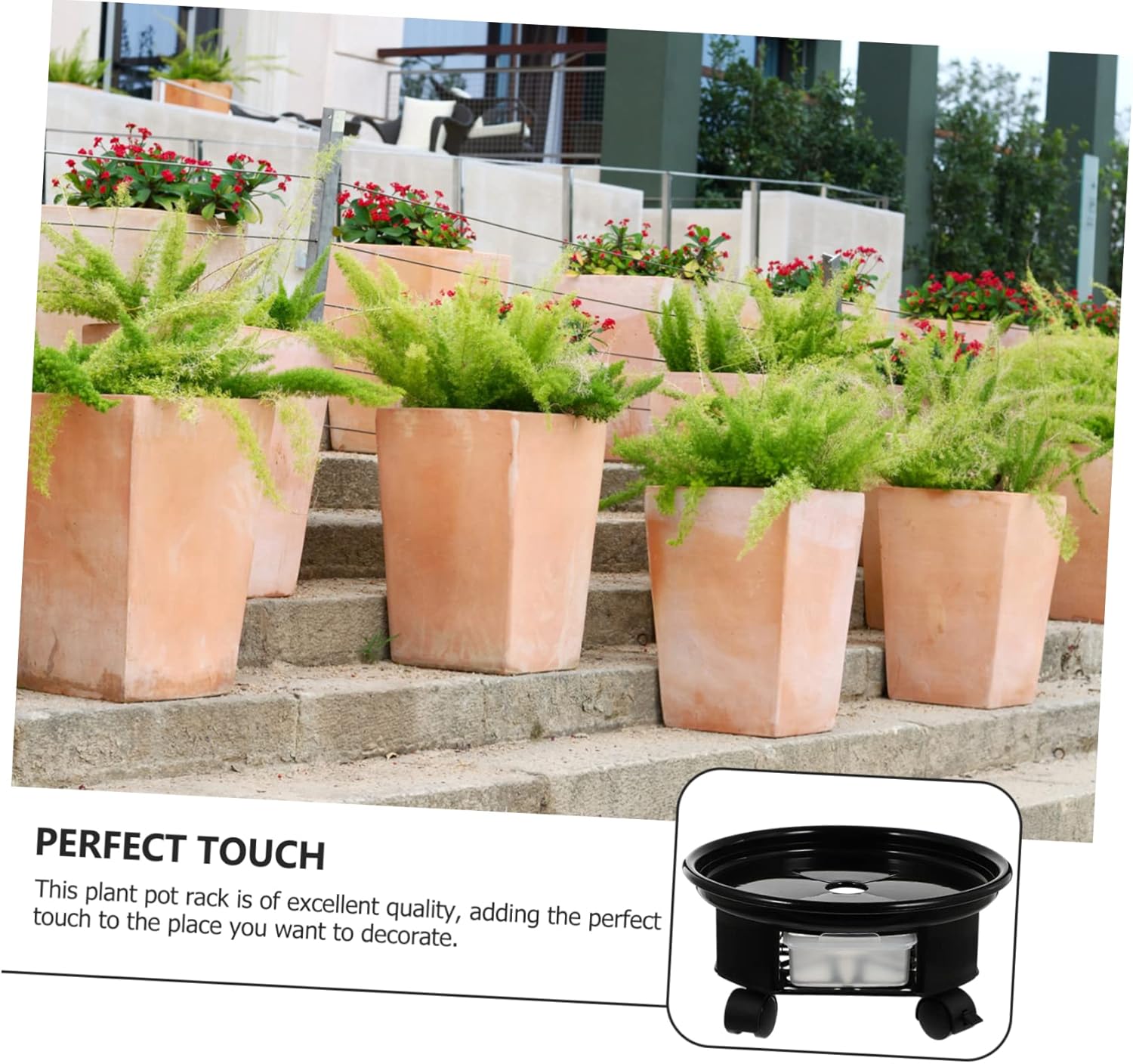 YARNOW 2 bandejas para macetas para plantas, macetas para plantas al aire libre, carros con ruedas, soporte para macetas resistente, estante rodante