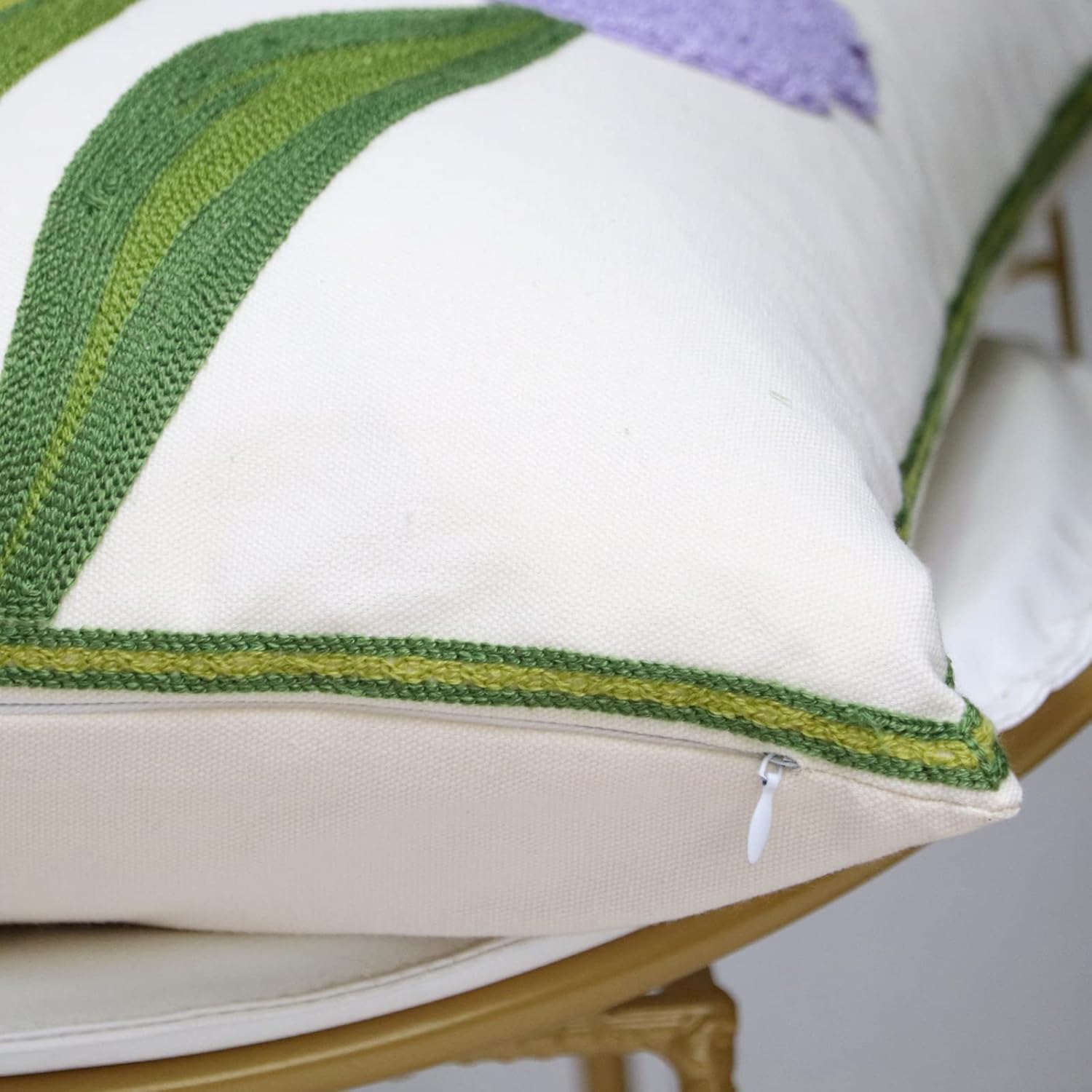 Paquete de 2 fundas de almohada decorativas bordadas de 18 x 18 pulgadas, fundas de almohada florales de granja para sala de estar, sofá o cama