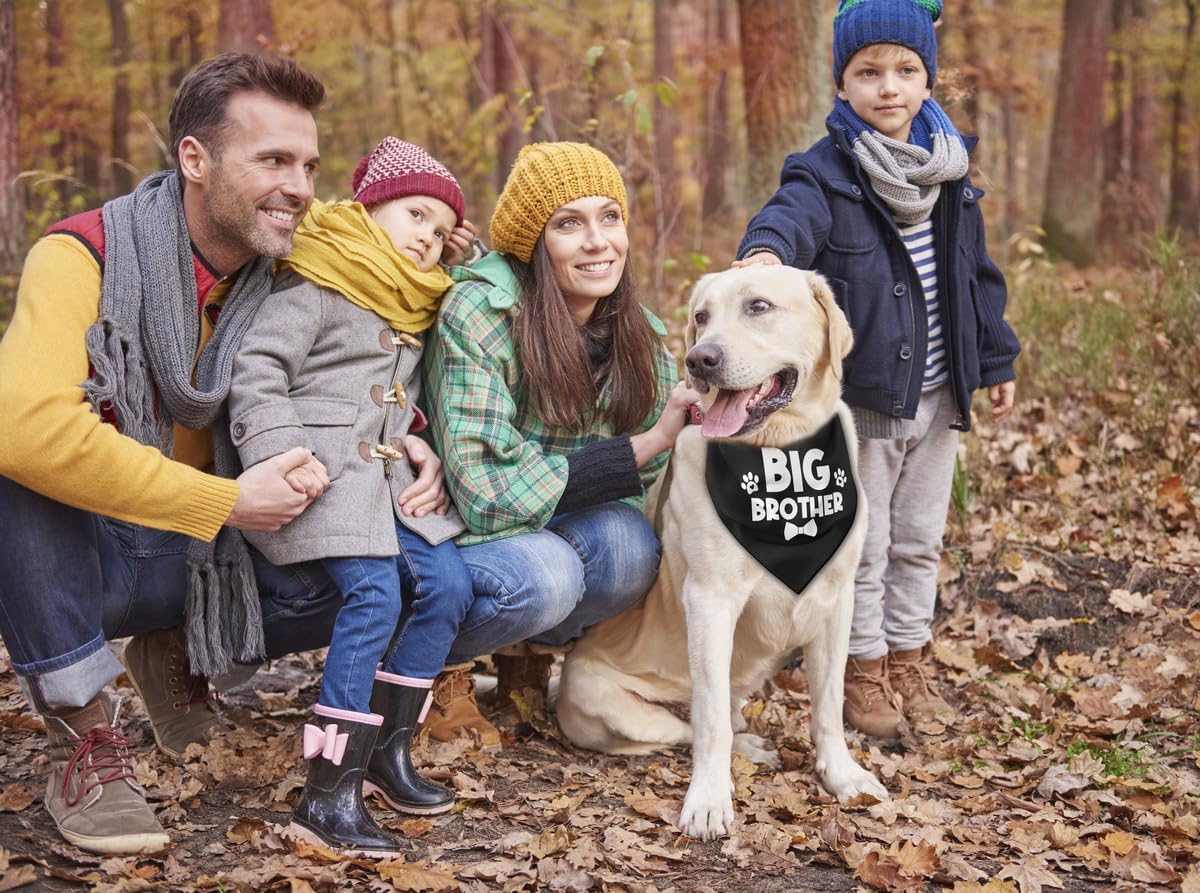 Bandana para perro, pañuelo para perro de hermano mayor, bufanda para perro, impresión negra, accesorios para bufanda para perro, bufanda para