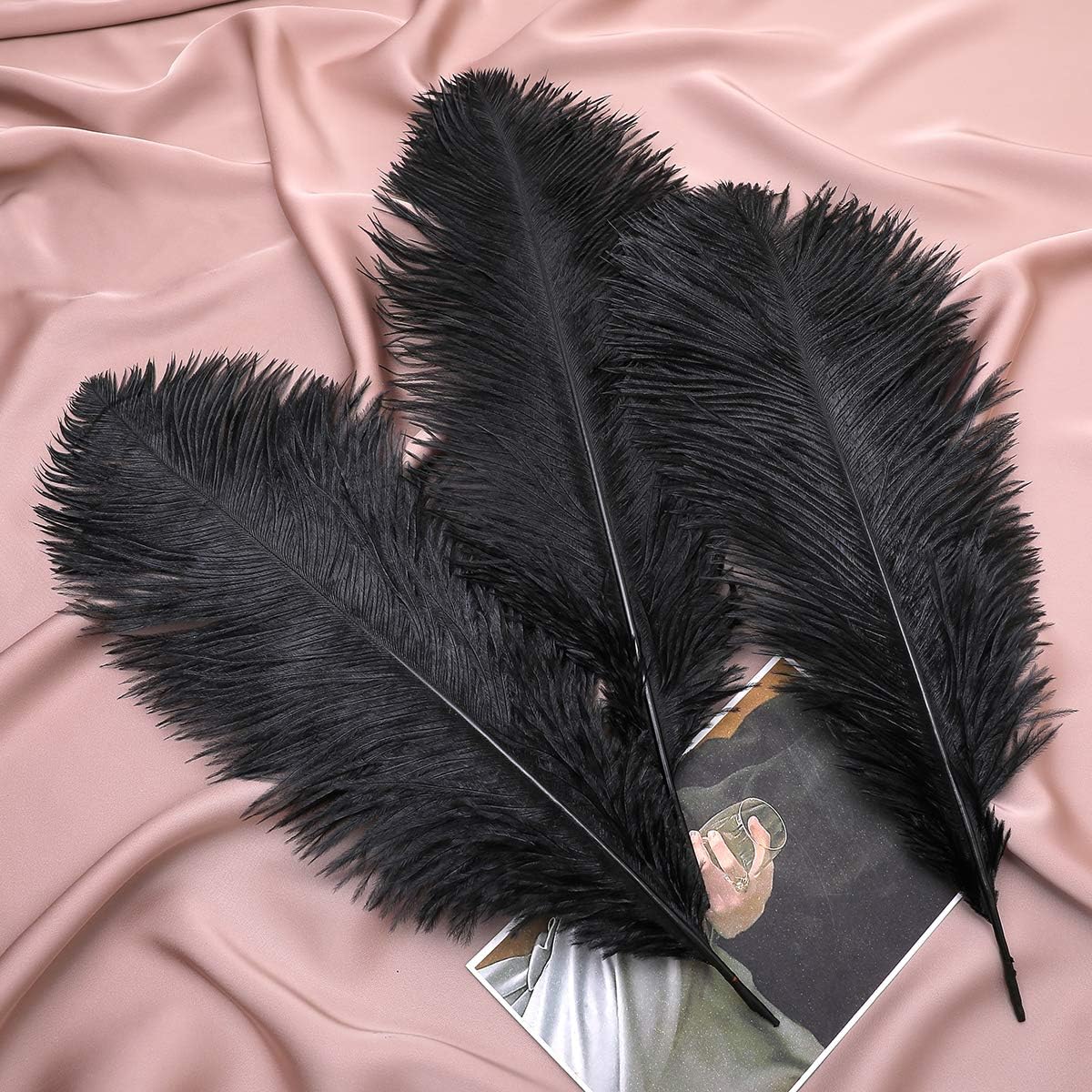 Ballinger Plumas de avestruz grandes negras  12 plumas grandes de 14 a 16 pulgadas para jarrón, centros de mesa de fiesta de boda y decoración del