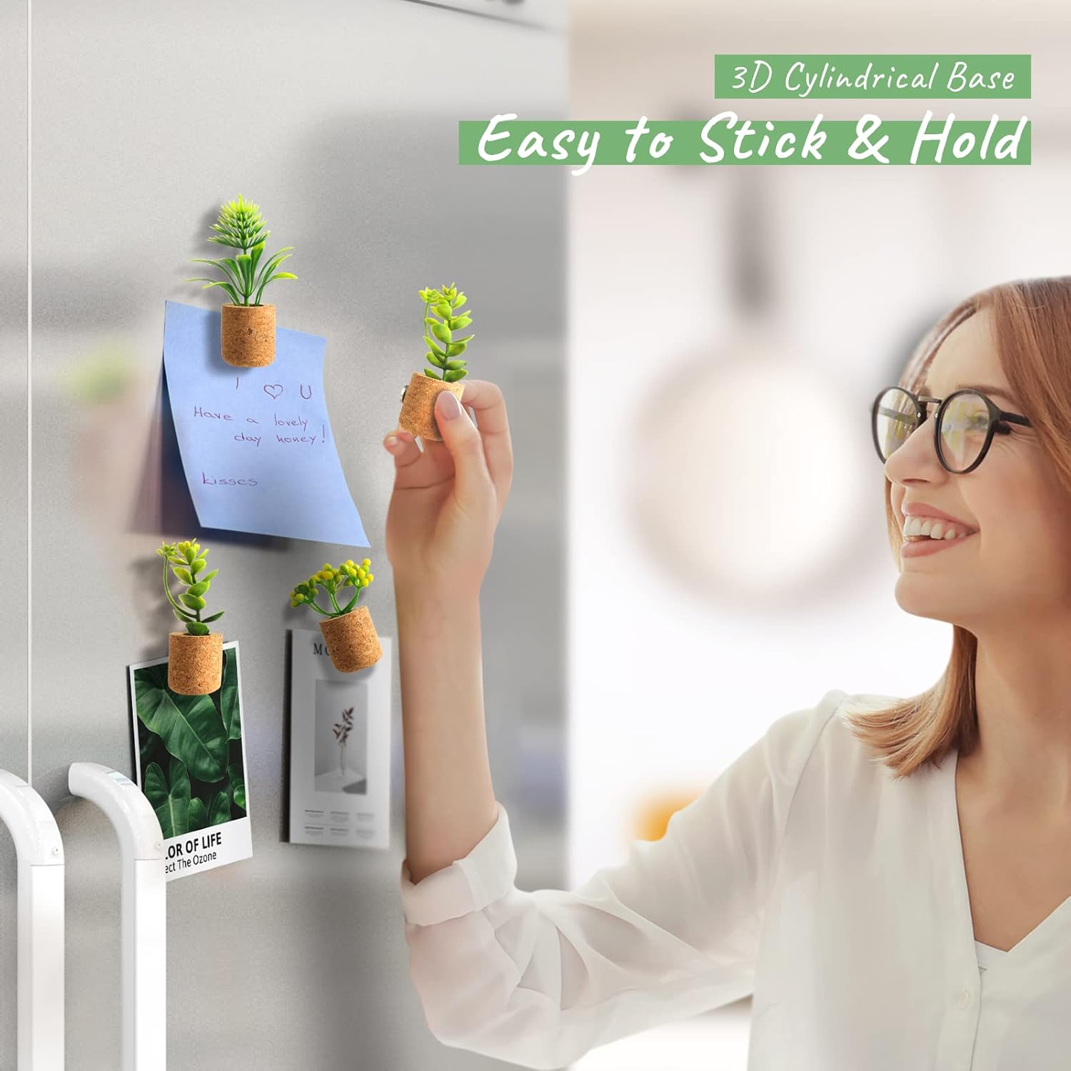JUSTDOLIFE Imanes de plantas para nevera, mini imanes de suculentas, plantas artificiales, imanes para refrigerador, plantas suculentas en maceta,