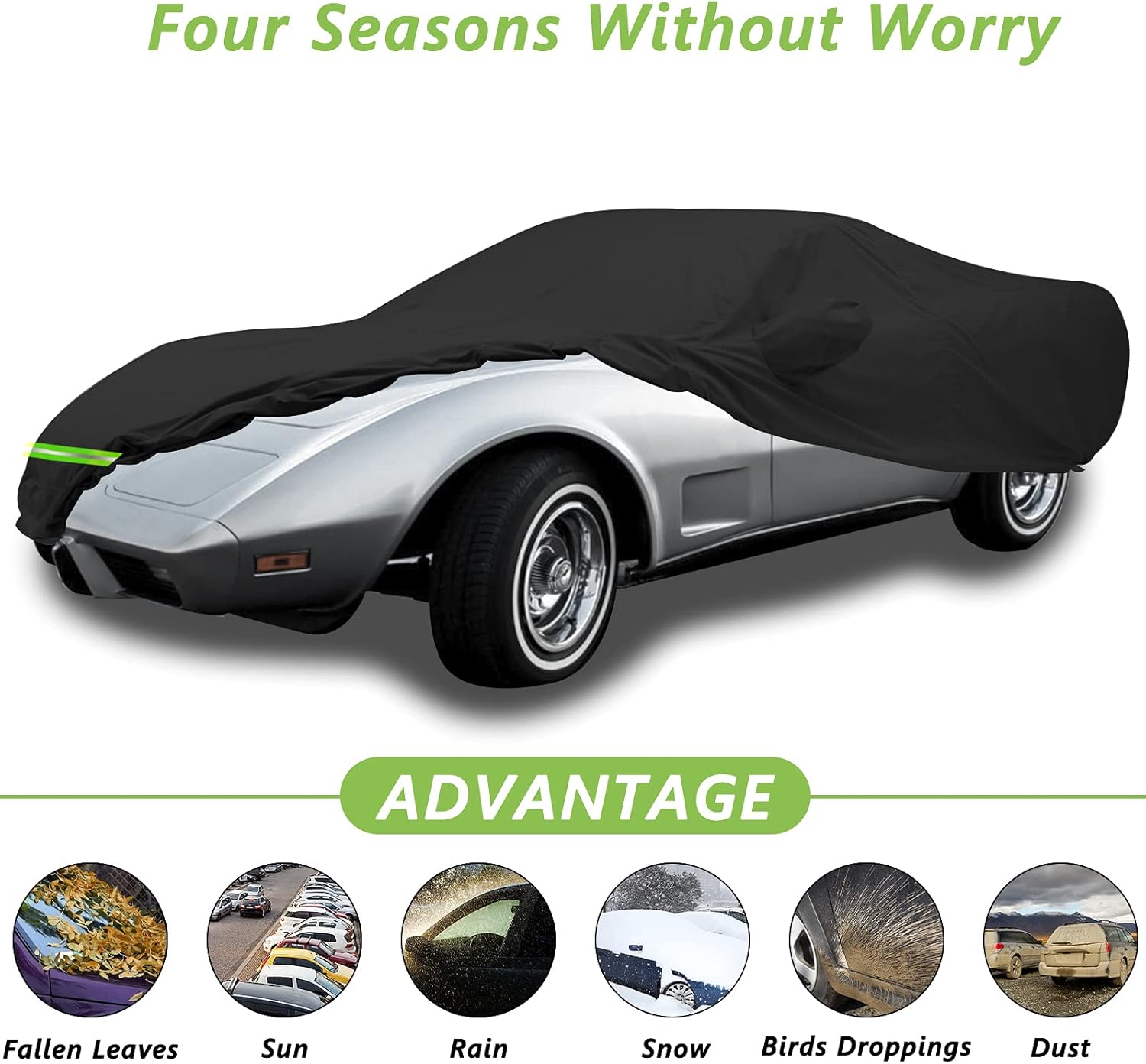 YIXIN Fundas impermeables para automóvil para 1968-1982 C3 Corvette, cubierta de automóvil 190T cubre ajuste del cliente correa 100% impermeable