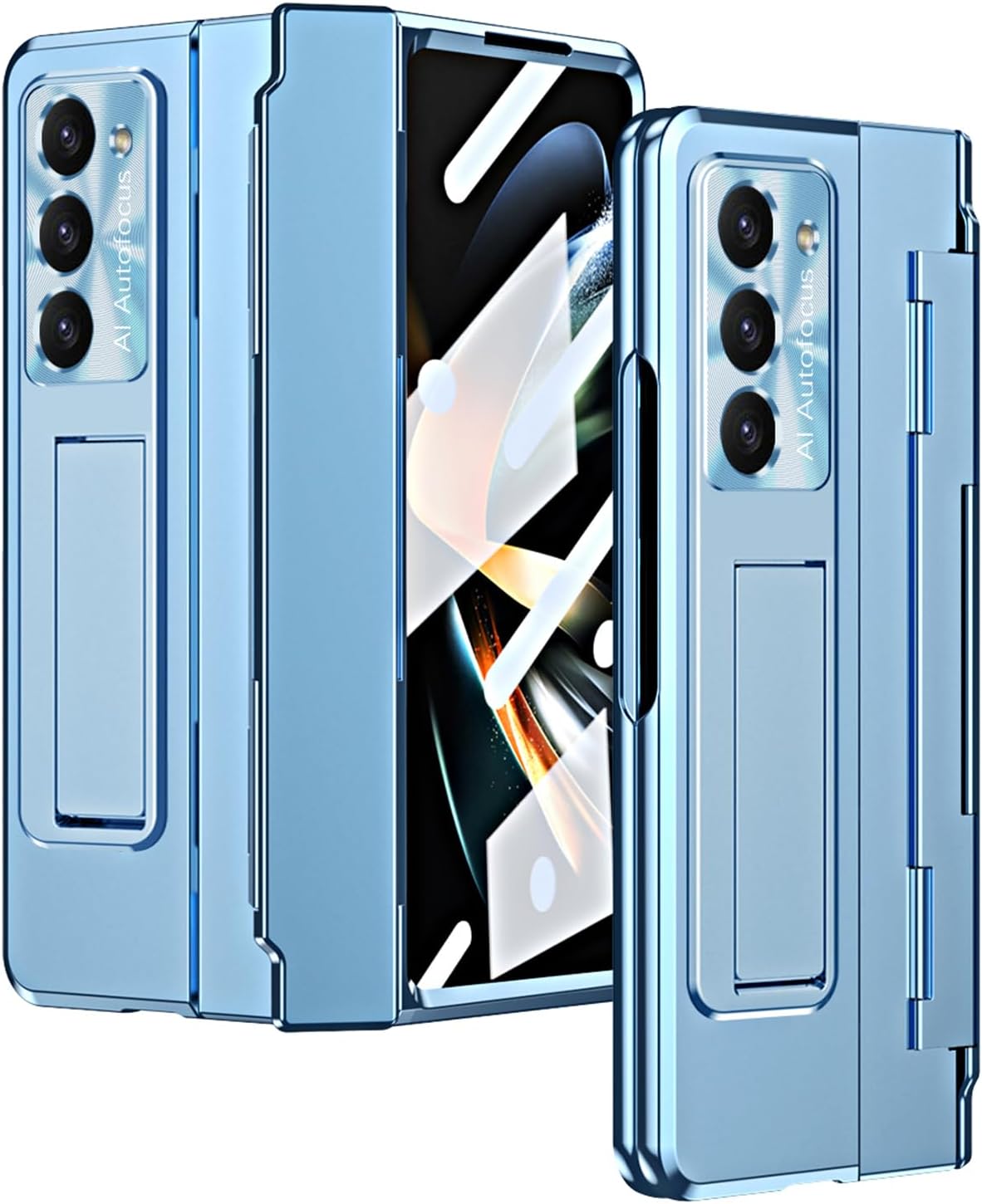 Funda para Samsung Galaxy Z Fold 5 2023, carcasa de una pieza Z Fold5 con función atril y protector de pantalla, protección completa (azul)