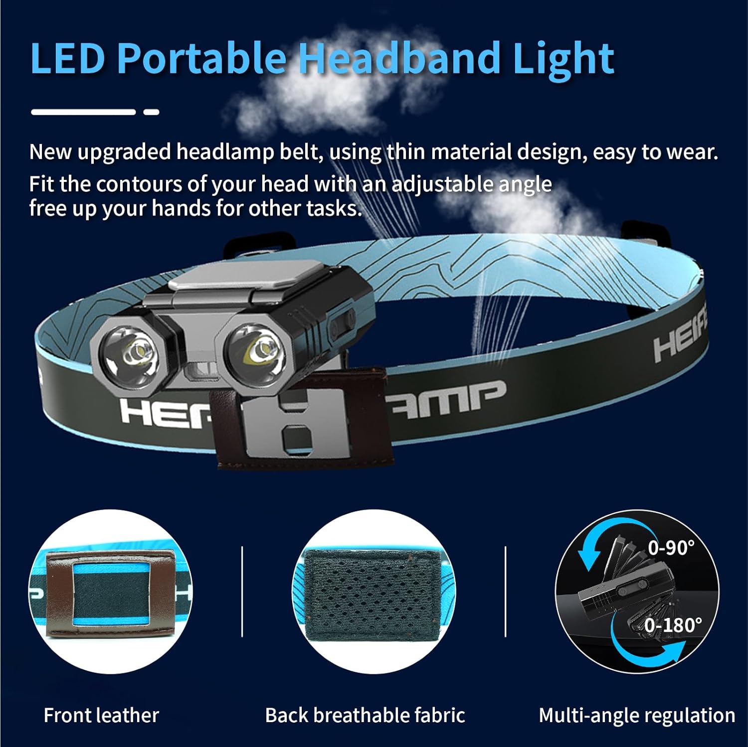 Luz de tapa con clip con sensor de movimiento, 5 modelos de luz LED de alto lumen recargable, luz de sombrero manos libres ajustable de 270 con luz