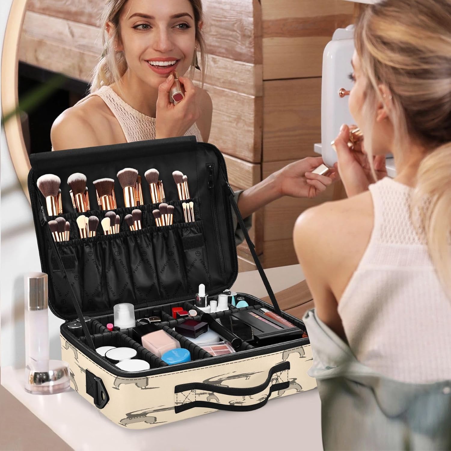 Girls Fashion Gray professional cosmetic travel case for toiletries women make up bag organizator makeup bags women bolso para guardar cosmeticos