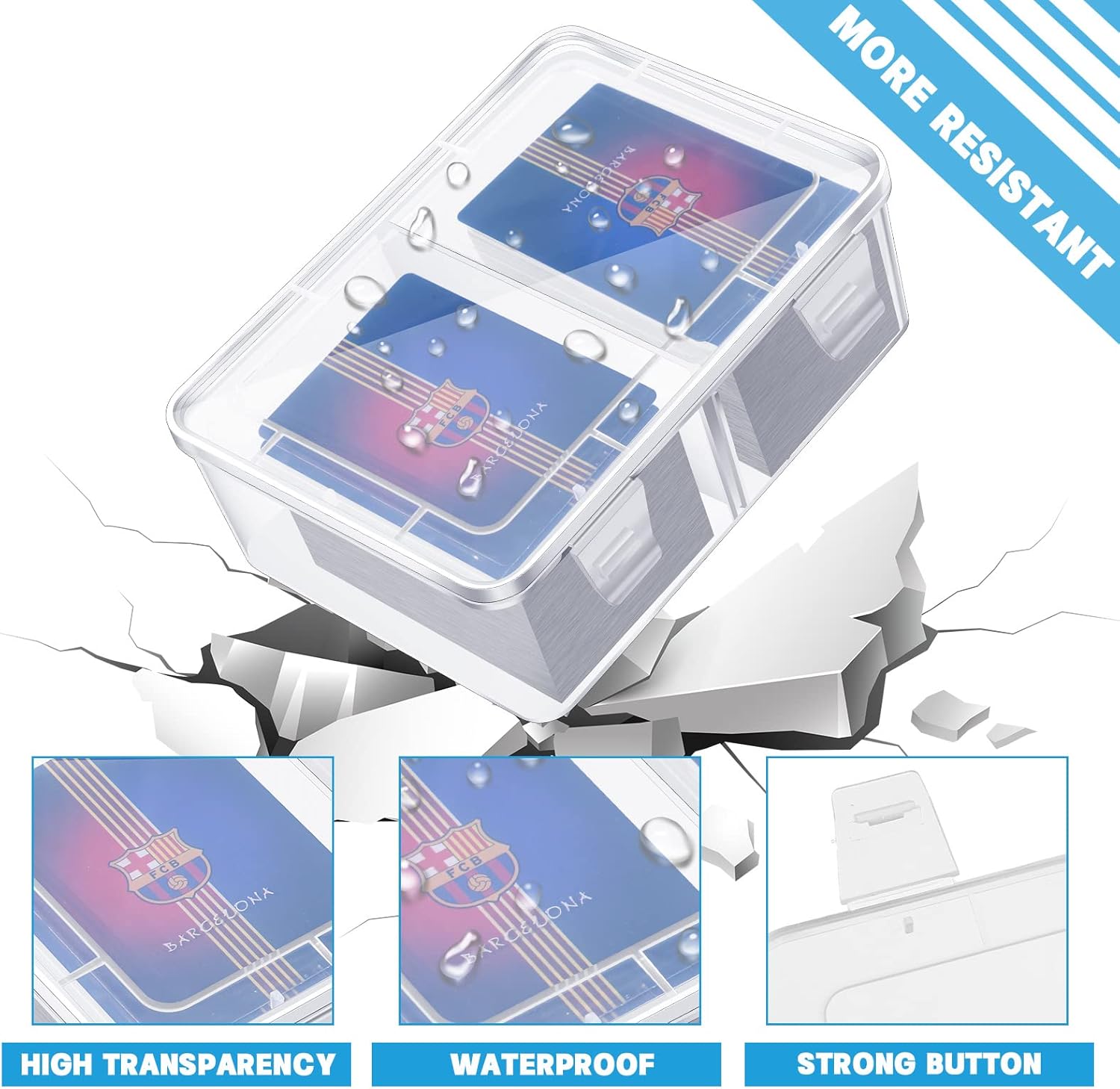 Caja de almacenamiento de 300 tarjetas compatible con MTG TCG, caja de almacenamiento de tarjetas coleccionables de plástico transparente con