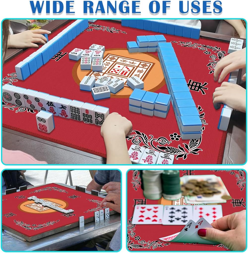 Mahjong Mat, cubierta antideslizante y de reducción de ruido, 30.7 pulgadas de largo x 30.7 pulgadas de ancho (30.7 in x 30.7 in), mantel de