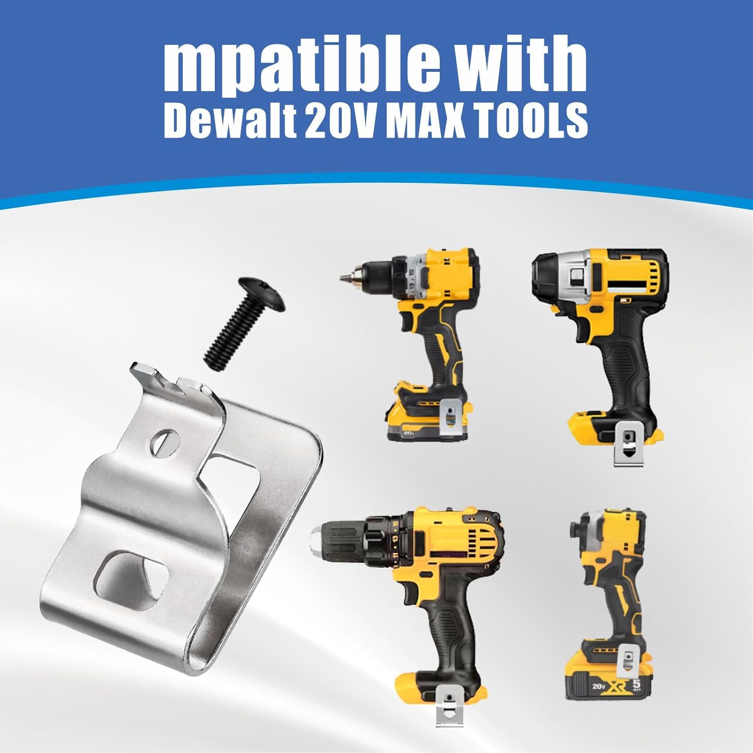 Juego de 8 clips para cinturón Dewalt-304 para herramientas de taladro de acero inoxidable con tornillos, compatible con Dewalt N268241 para