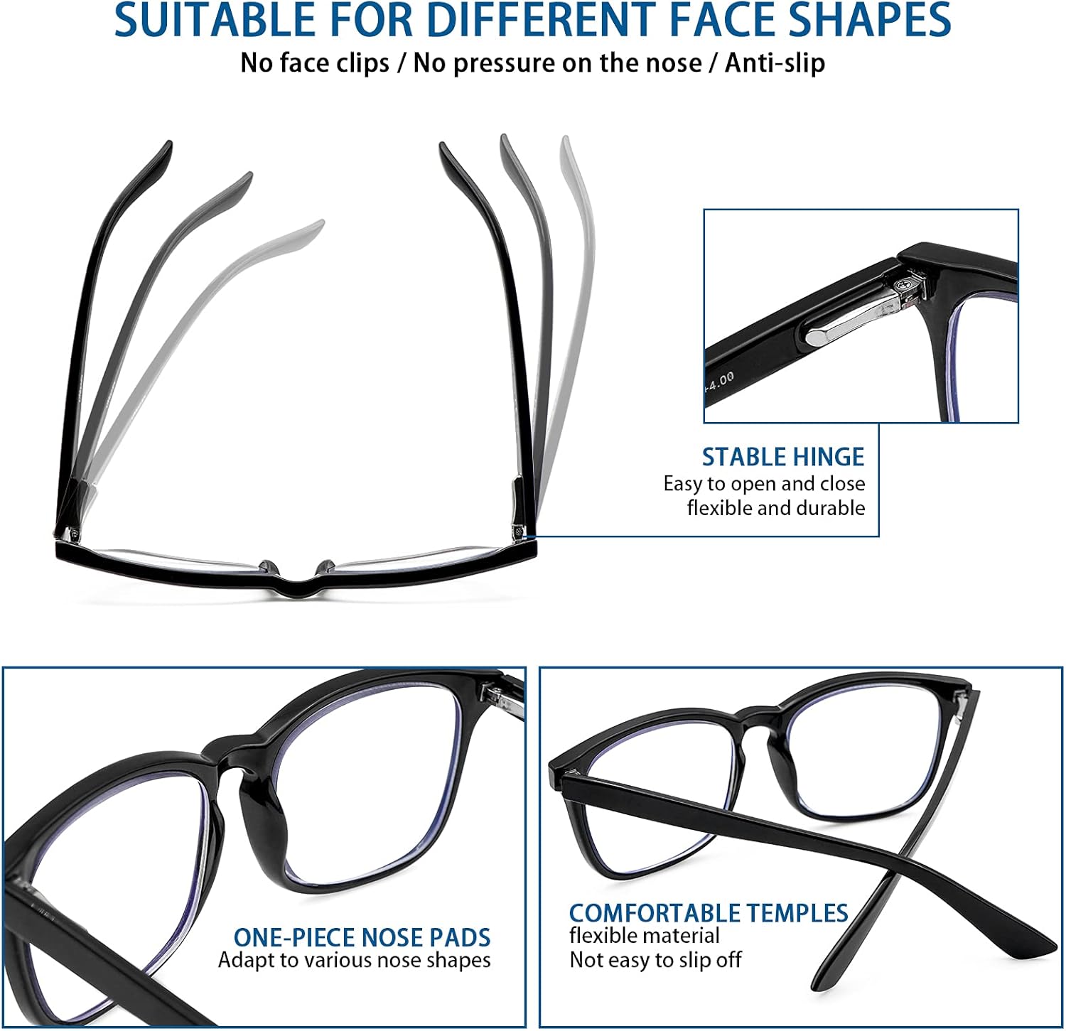 BONCAMOR Lentes de lectura multienfoque progresivo para hombres y mujeres paquete de 3 unidades antifatiga ocular de calidad para lectores de - Imagen 7