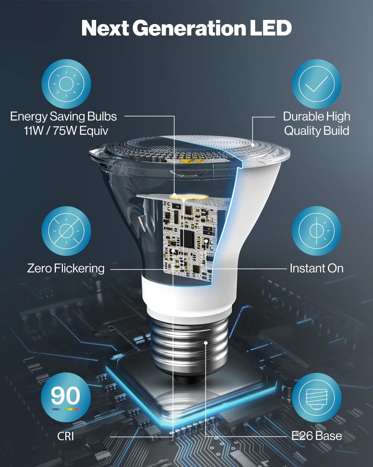 Sunco Lighting PAR30 Bombillas LED, luz de inundación para exteriores e interiores de 75 W, equivalente a 11 W, regulable, 4000 K, blanco frío, 850