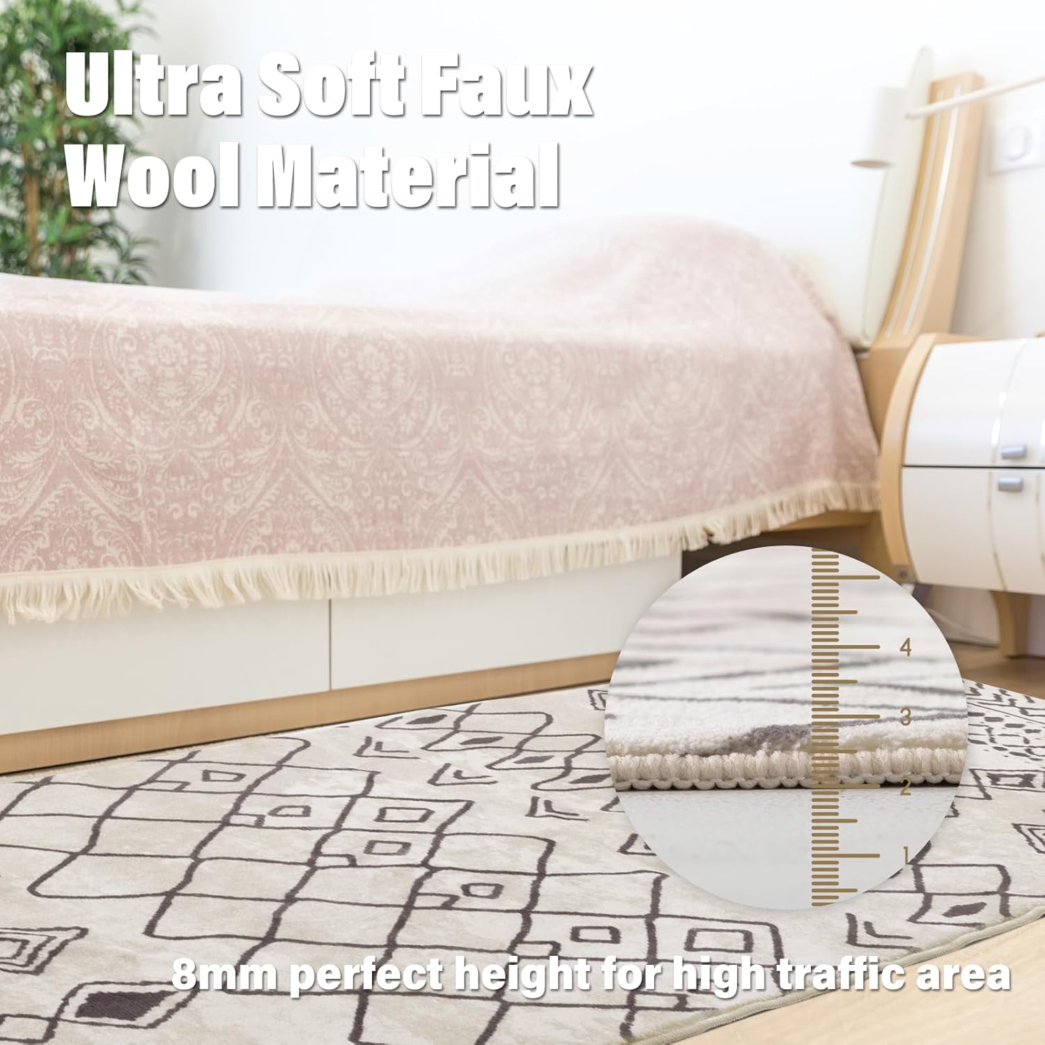 Alfombras lavables de 3 x 5 pies para sala de estar, antideslizantes, estilo bohemio, marroquí, para dormitorio, interiores, entrada, alfombra