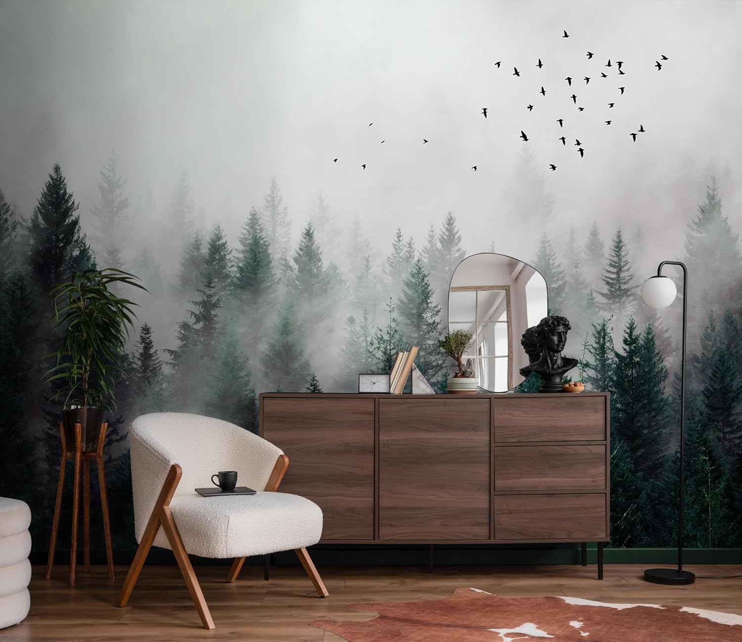 Murwall Dark Forest Wallpaper Misty Jungle Wall Mural Landscape Wall Print Rustic Home Decor Cafe Design Living Room Bedroom