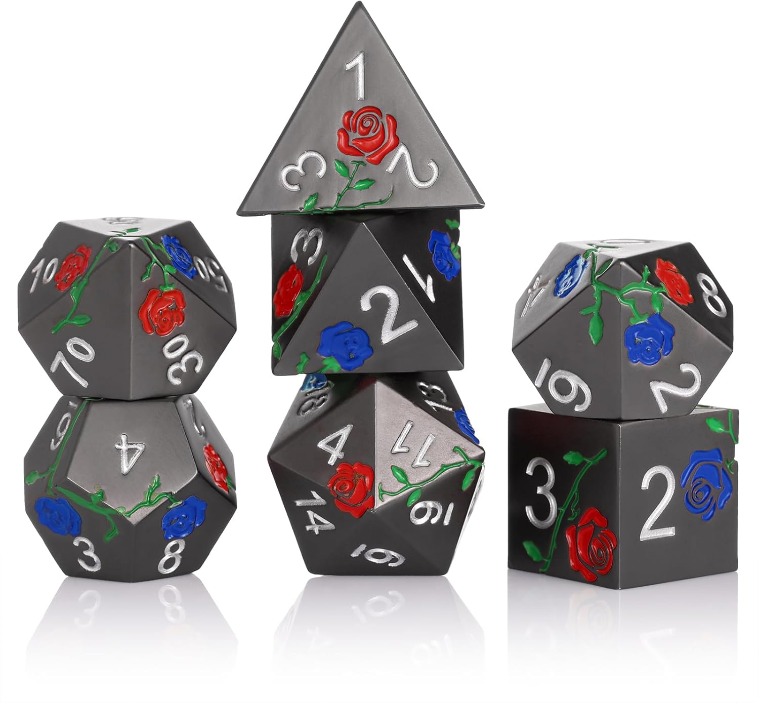 DND – Juego de dados de metal, juego de dados poliédricos de color rosa D&D, perfecto en caja de metal de regalo para juegos de rol DND Dungeons and