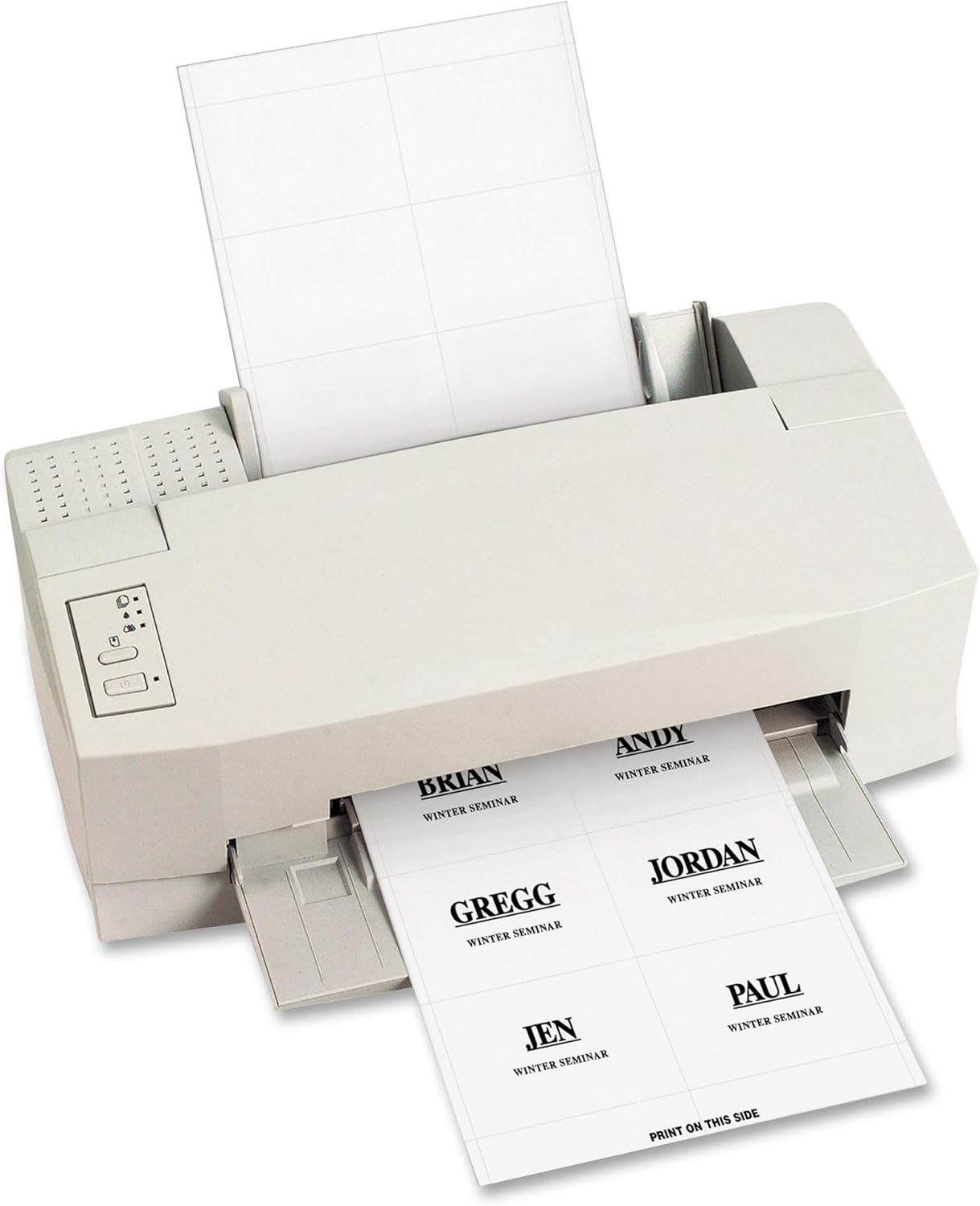 C-Line Insignias blancas de repuesto para impresora de inyección de tintaláser, 3 x 4 pulgadas, 6hoja, 10 hojas, 60 insertos por paquete (92443)