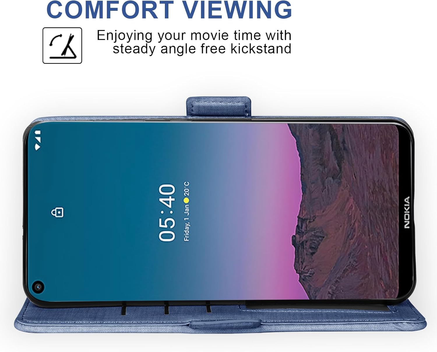 Asuwish Funda de teléfono para Nokia 5.4 TA1333 con protector de pantalla de vidrio templado y correa para la muñeca, soporte para tarjeta de