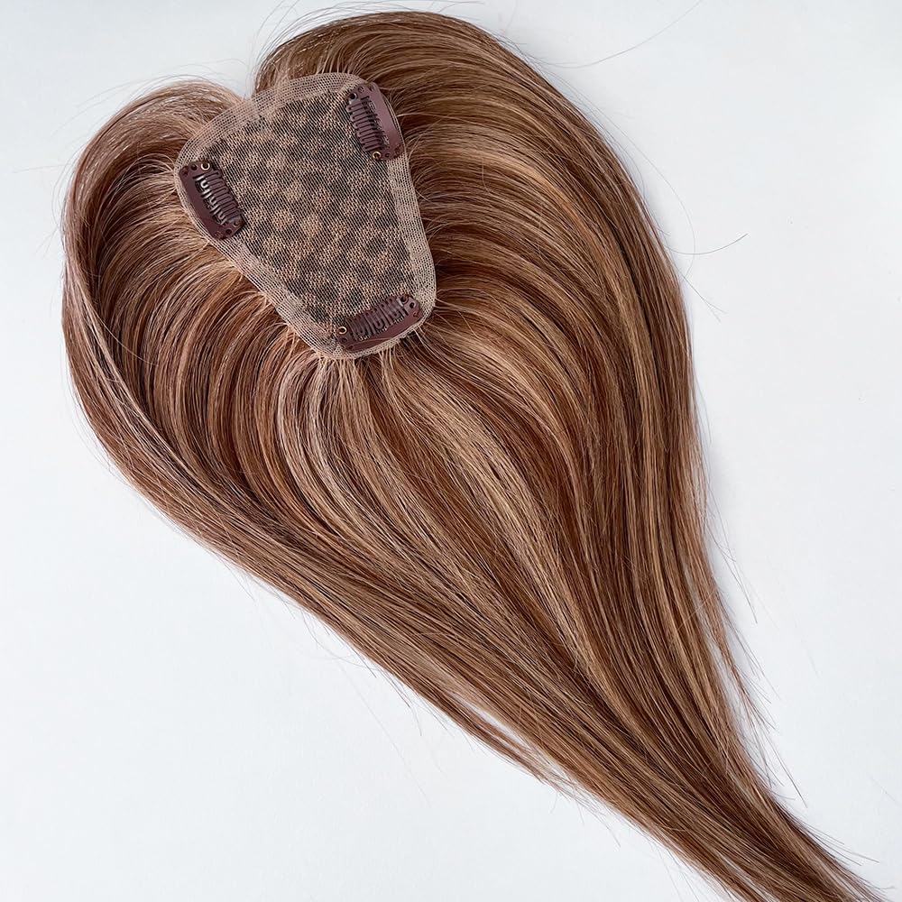 Toppers para el cabello para mujer, cabello humano real, pequeñas piezas de cabello con clip para mujeres con cobertura de pérdida de cabello,