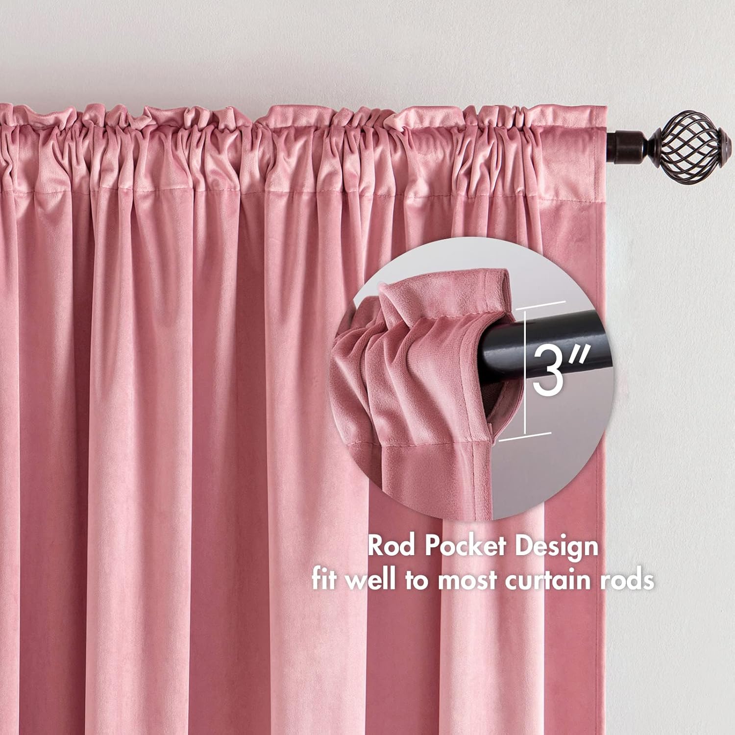 MIULEE Cortinas opacas de terciopelo rosa rubor con aislamiento térmico para dormitorio, sala de estar, oscurecimiento de 84 pulgadas de largo,