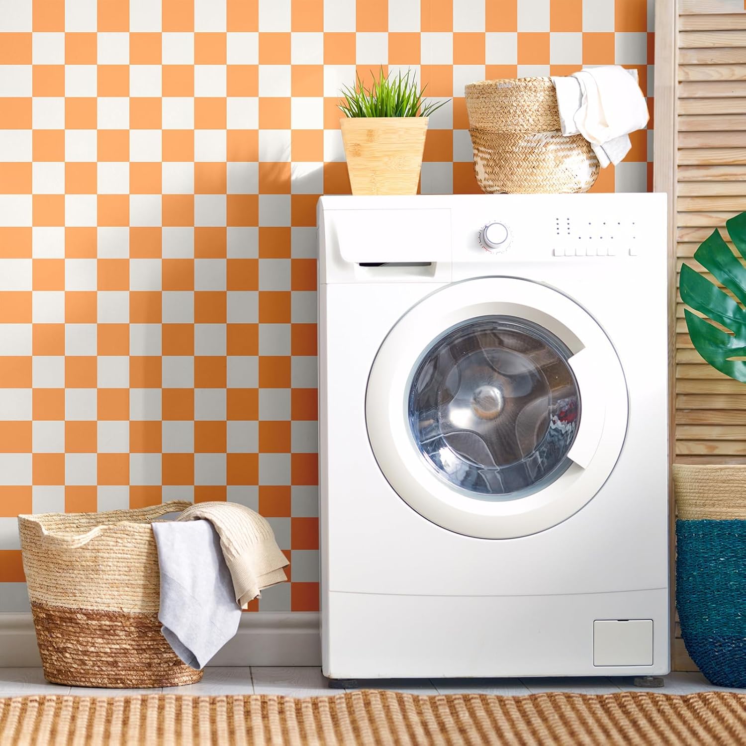 Papel tapiz retro de tablero de ajedrez para despegar y pegar, papel tapiz de verano a cuadros, extraíble, decoración decorativa a cuadros para