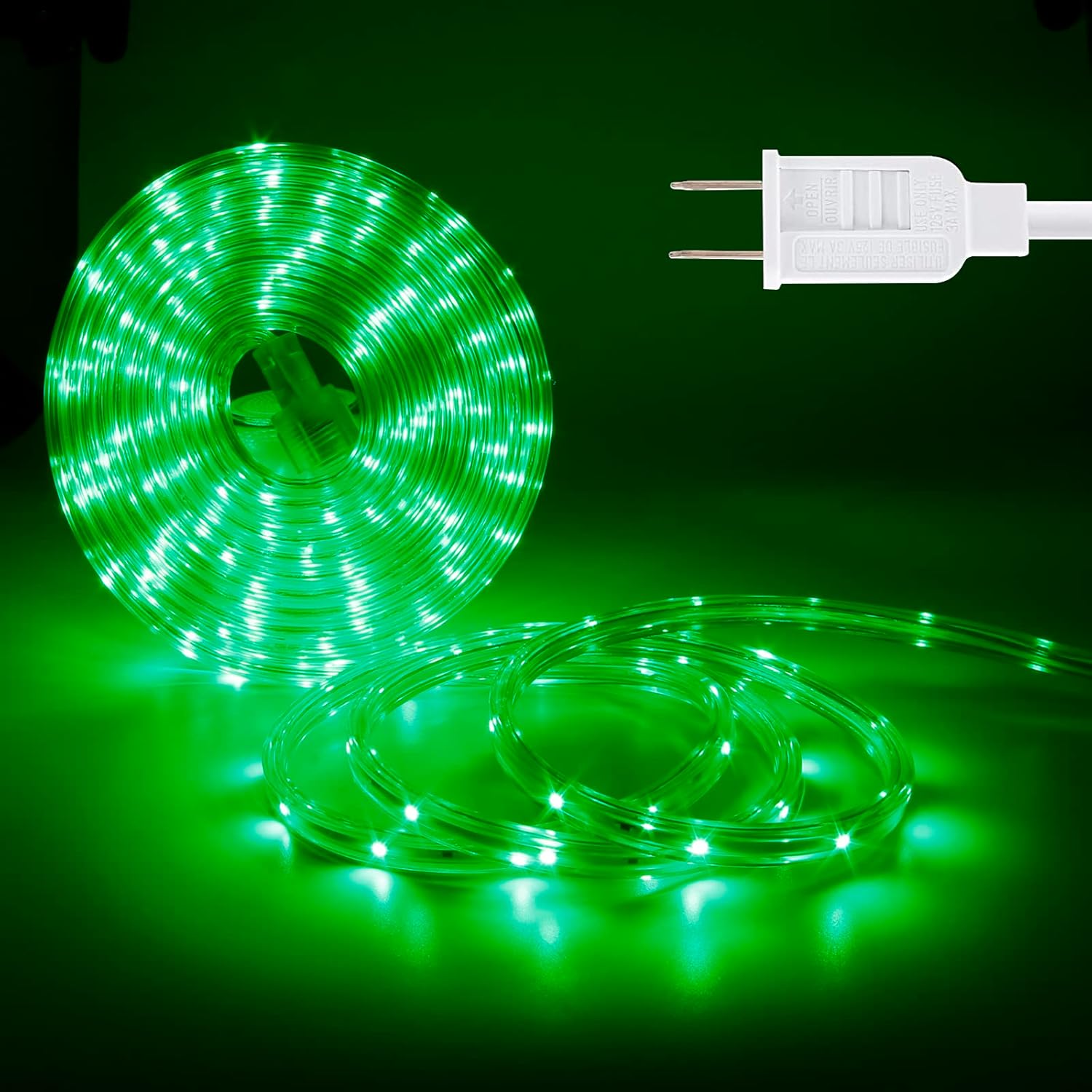 Tira de luces LED de 16.4 pies, color verde, plana, flexible, enchufable, conectable, impermeable, para decoración del hogar, Navidad, jardín,