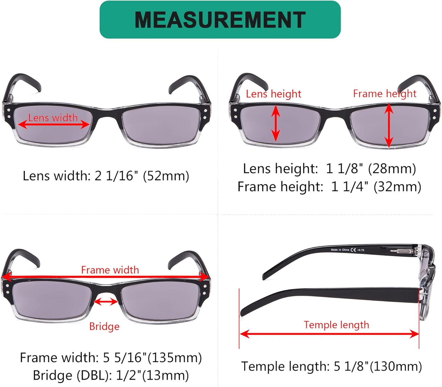 Eyekepper Paquete de 4 lentes de sol clásicos de lectura para mujeres y hombres, lentes grises de dos tonos +2.00