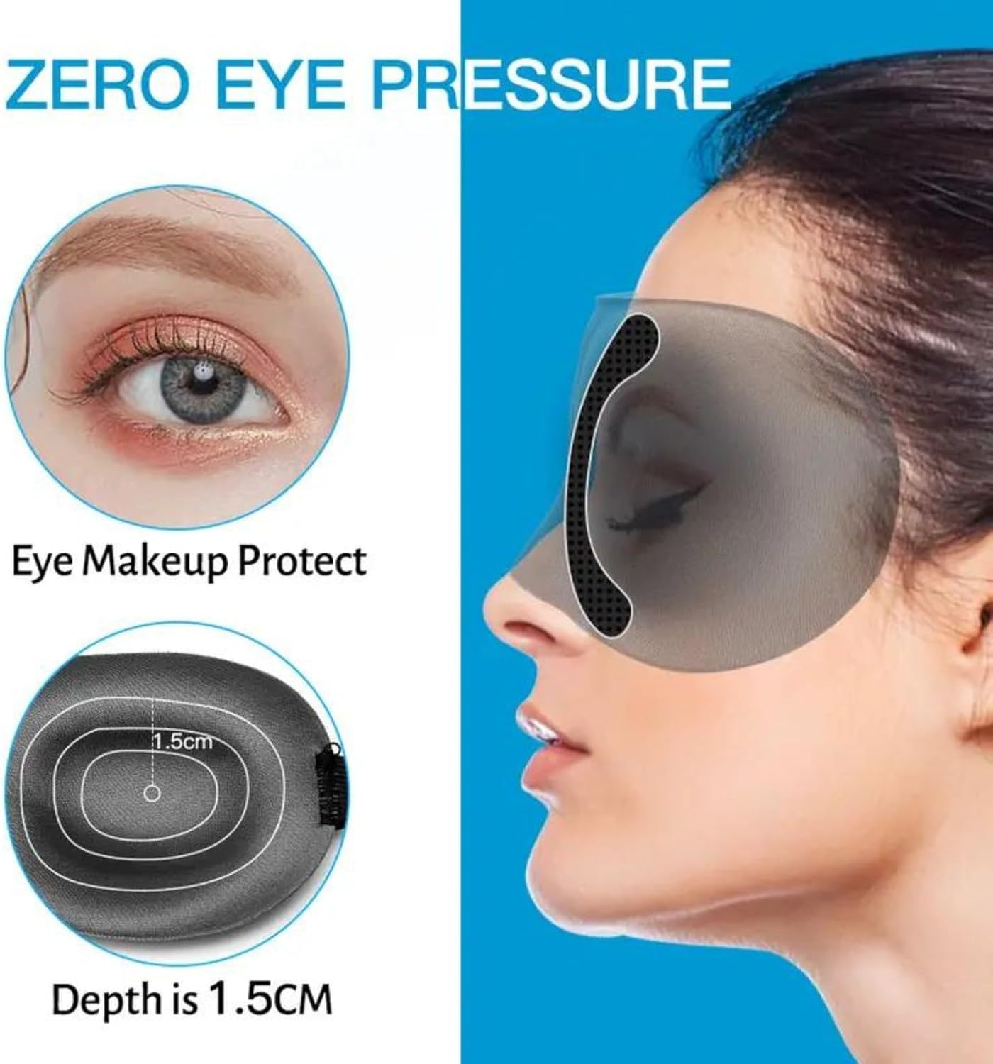Paquete de 2 Máscara de sueño ultra suave, máscara de ojos para dormir, diseño de copa contorneada 3D con correas ajustables para 100% opacidad,