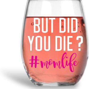 Vaso de vino de cristal sin tallo #Momlife de 15 onzas  Regalos humorísticos para las nuevas mamás, regalo para el primer día de la madre, divertido Vaso de vino de cristal sin tallo #Momlife de 15 onzas  Regalos humorísticos para las nuevas mamás, regalo para el primer día de la madre, divertido
