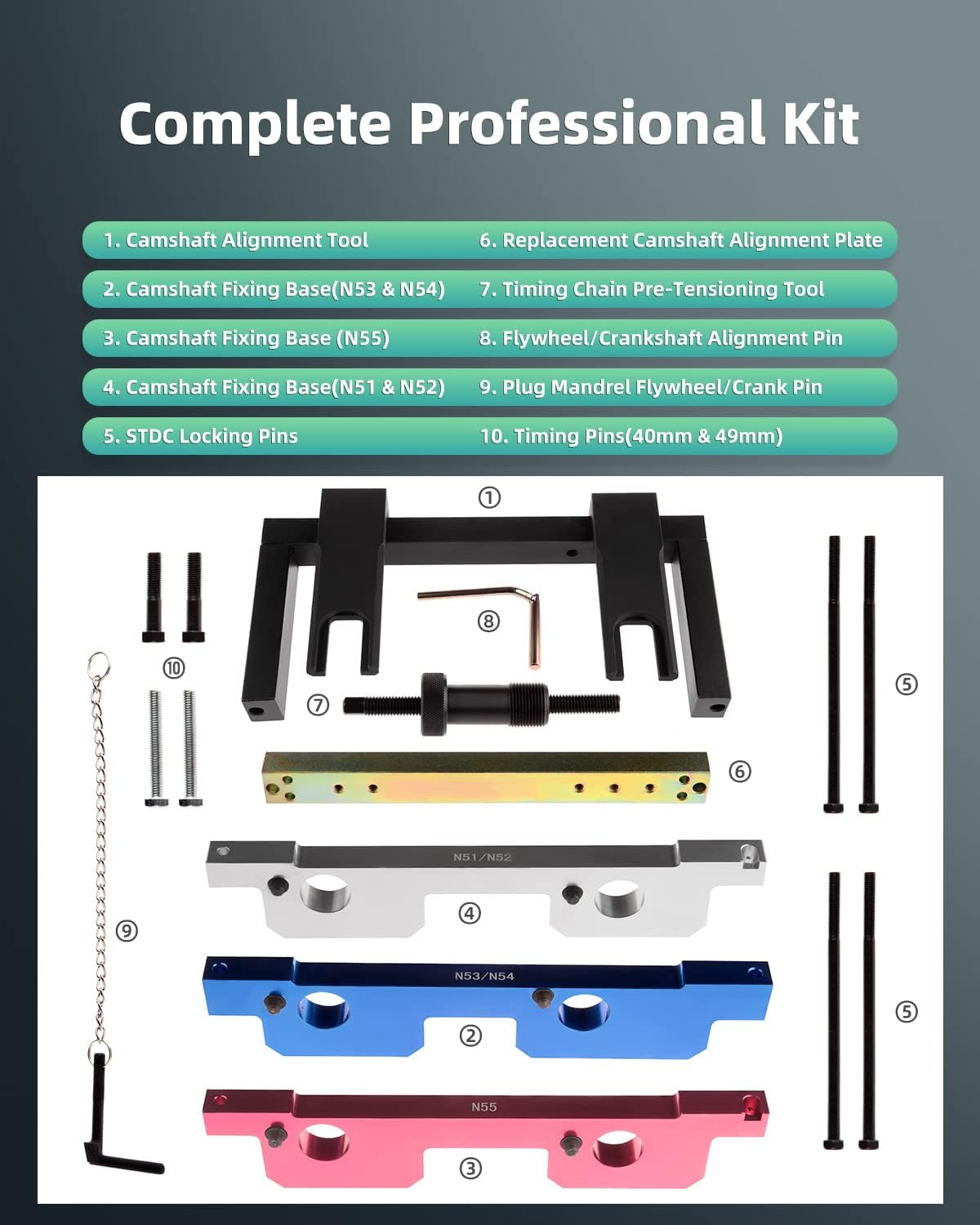 SCITOO Compatible con BMW 2.5L 3.0L N51 N52 N53 N54 N55 Crankshaft Timing Locking Master Tool Kit de cadena de distribución