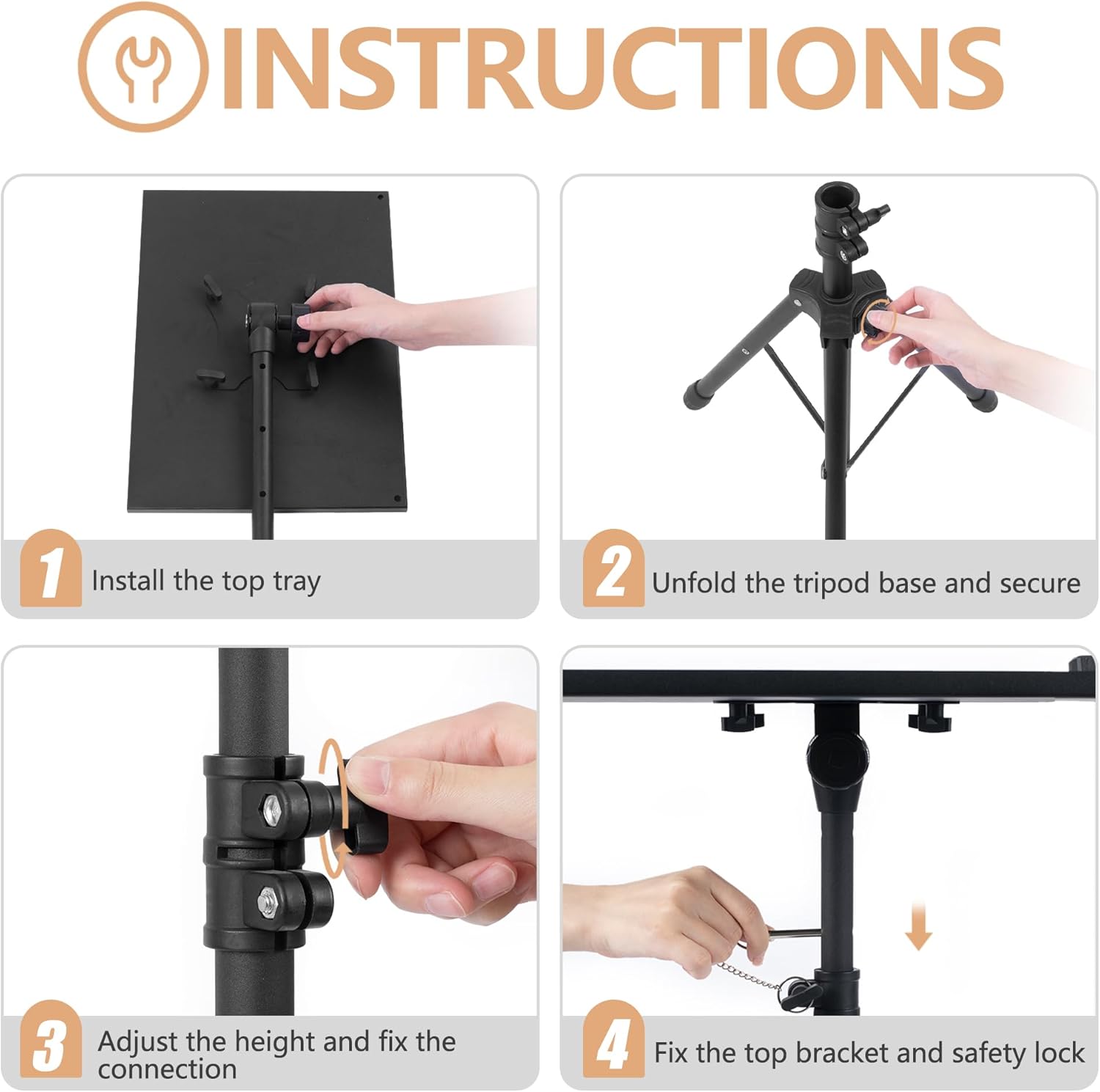 OPKING Trípode ajustable para proyector alto, soporte de trípode para laptop de 22 a 62 pulgadas con pestillo de seguridad y soporte para teléfono