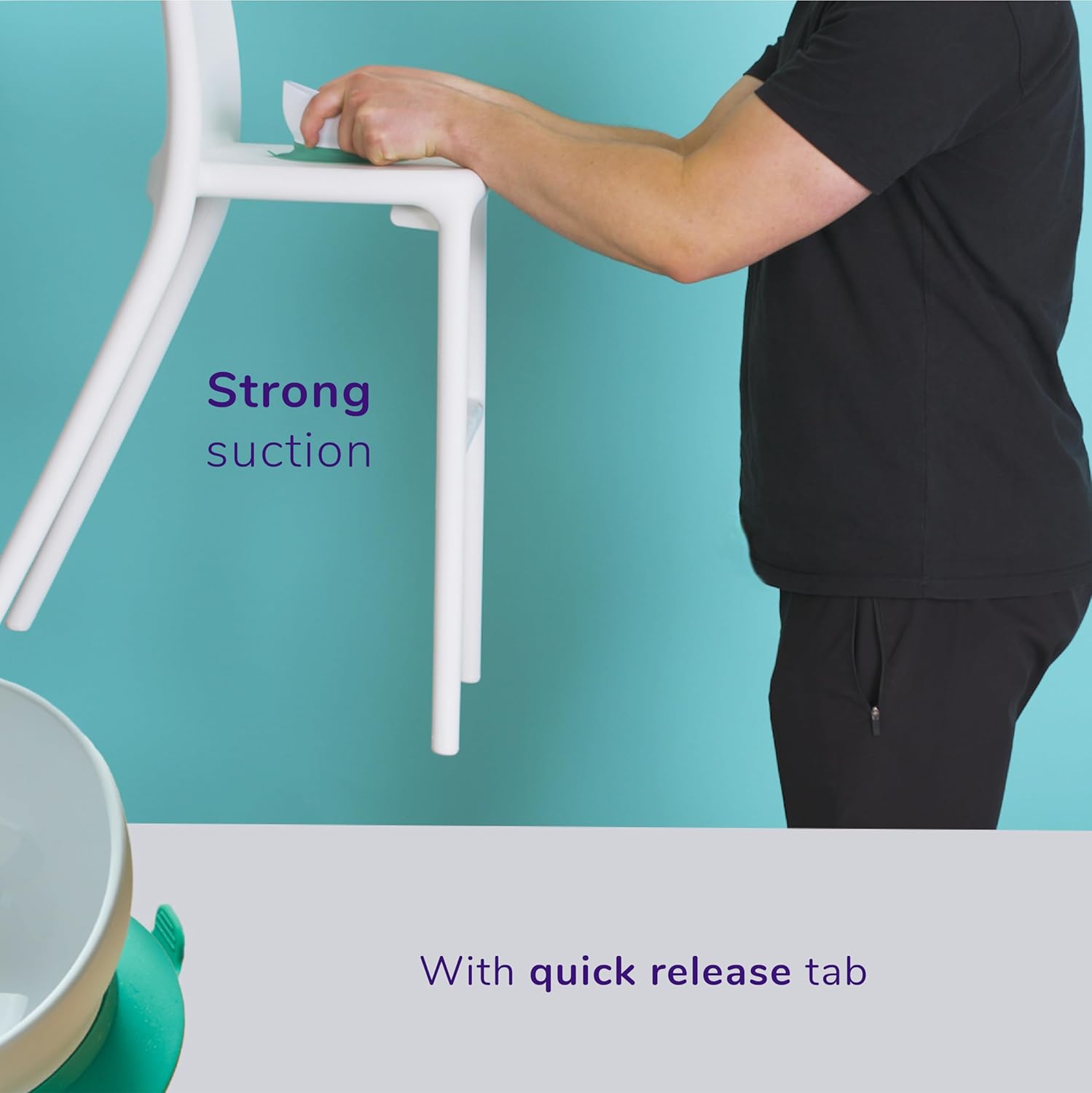 doddl Tazón de succión ergonómico para niños pequeños y bebés, platos ergonómicos para niños de 1 a 3 años, apto para lavavajillas, sin BPA (blanco
