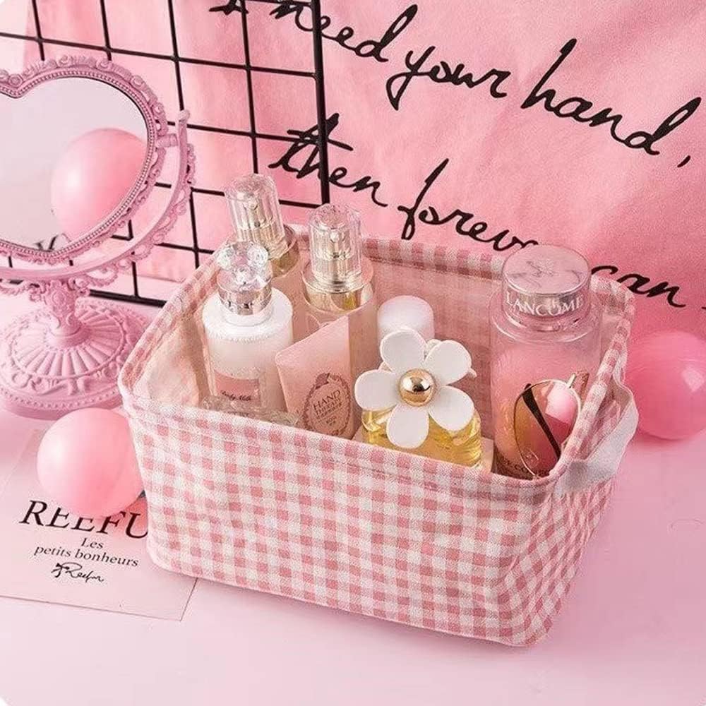 Cesta de almacenamiento plegable  Juego de 6 pequeños contenedores plegables de lona organizadores con asa para decoración del hogar o