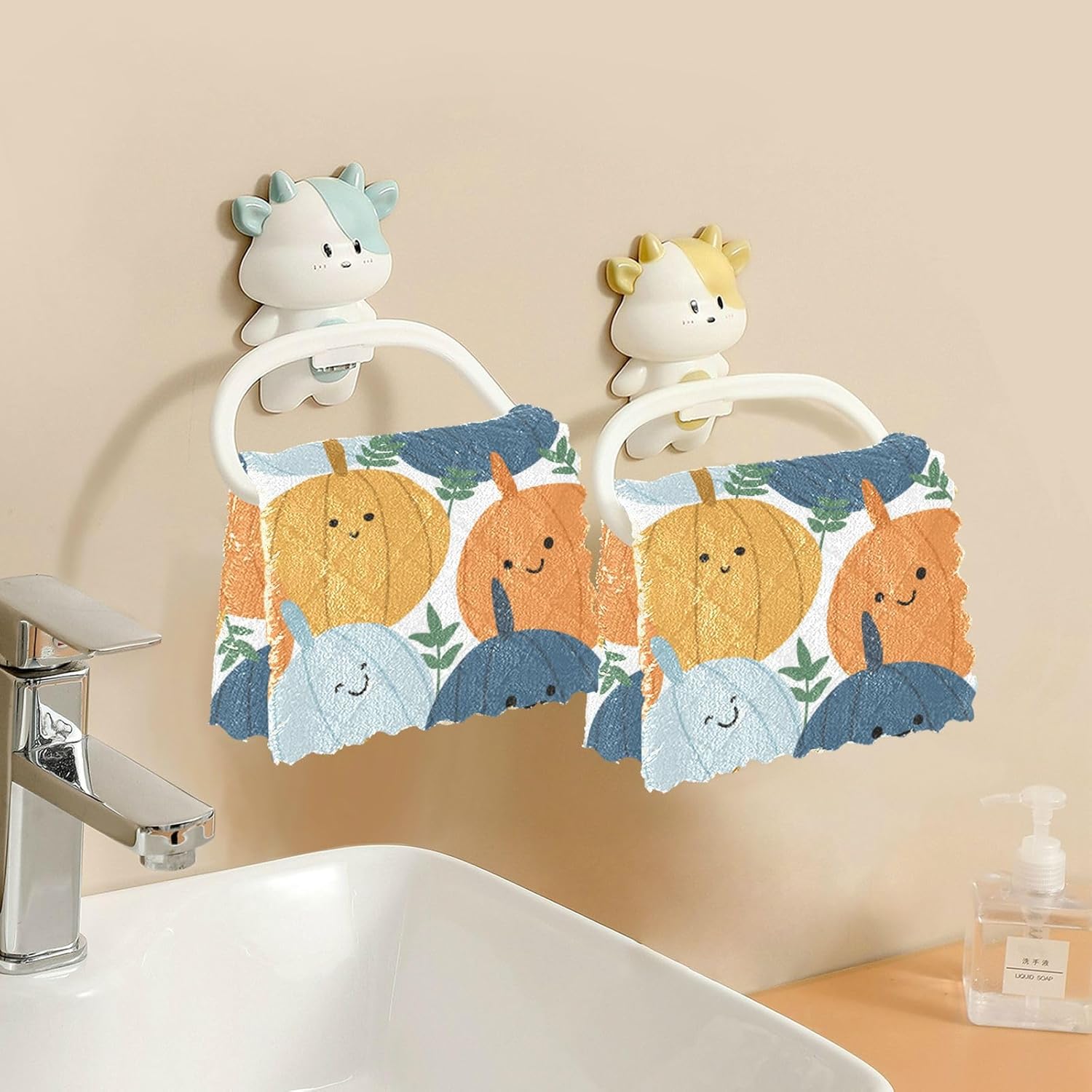 FRODOTGV Cute Pumpkins Halloween Set of 6 Quick Dry Microfiber Towels Kitchen Decor Quality Car Drying Towels for Restaurant Table