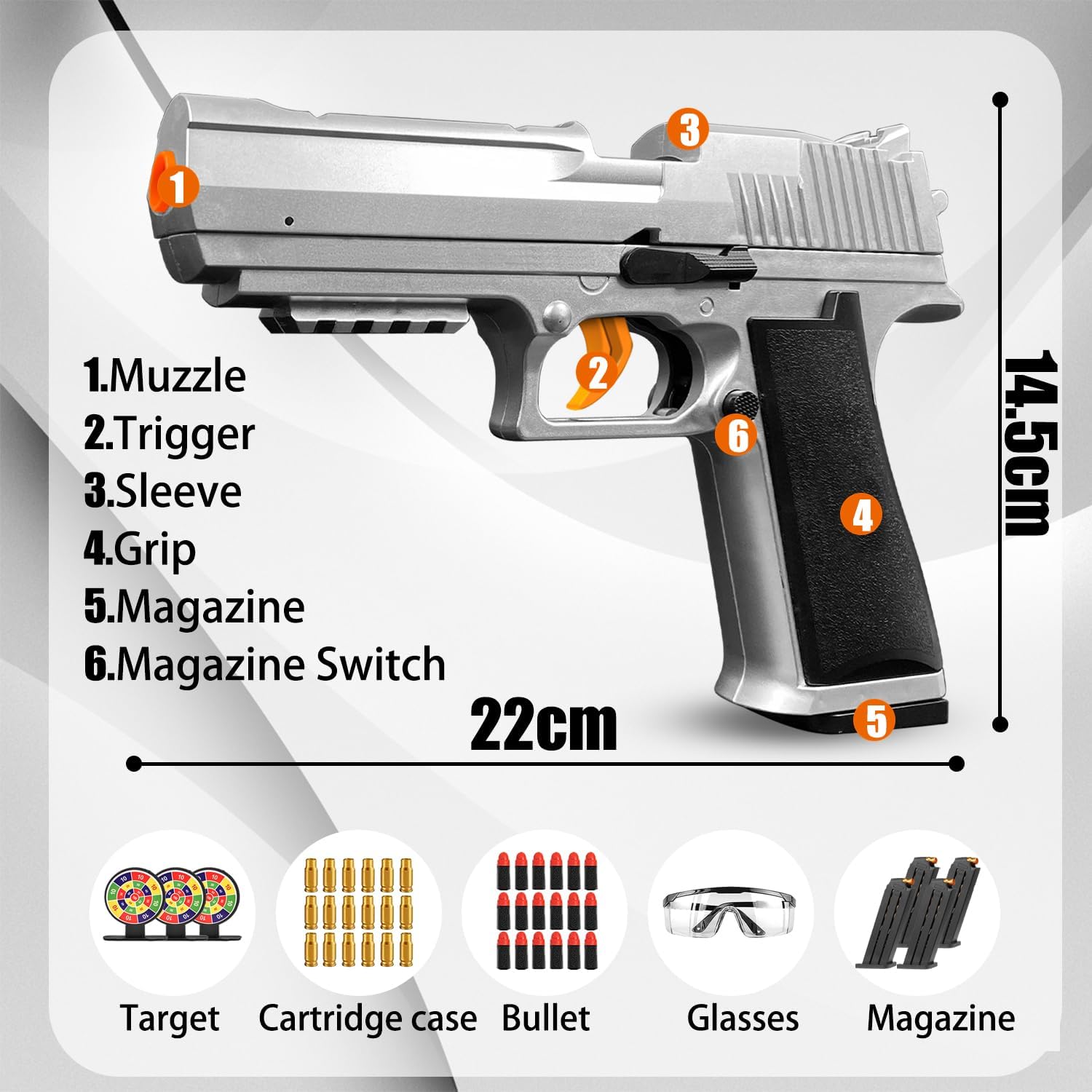 Pistola de juguete balas de espuma suave, modelo educativo de pistola de juguete de bala suave, juegos de disparos de pistola de juguete para
