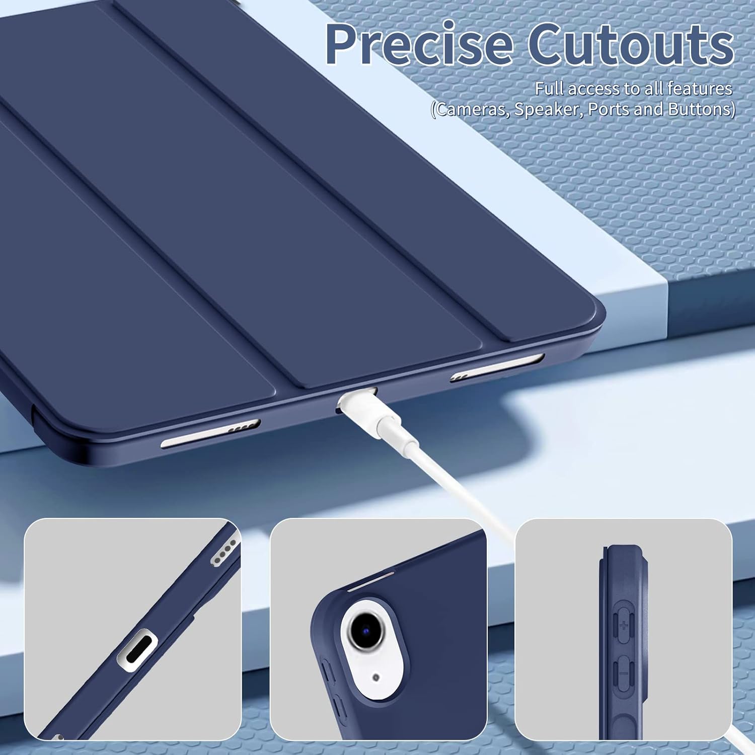 ProtUTab Funda para iPad de 10. generación 2022, funda delgada y triple con soporte para iPad de 10 generación, funda para iPad de 10.9 pulgadas,
