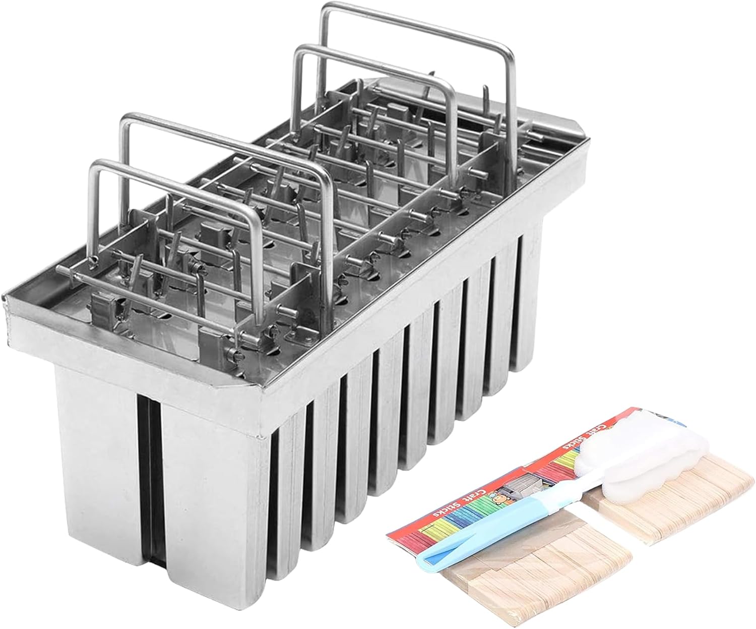 Wixkix – Moldes de acero inoxidable para paletas comerciales, congelación rápida, barra de helado, moldes para hacer paletas de hielo (20 moldes,