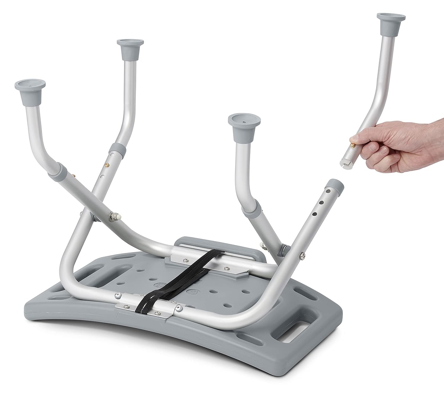 Medline Silla de ducha plegable sin respaldo, silla de baño que soporta hasta 250 libras, color gris