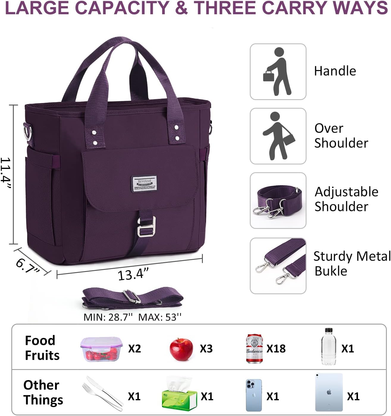 Bolsa de almuerzo para mujer, bolsa térmica de almuerzo térmica, lonchera de trabajo, bolsa de mano para preparación de comidas para adultos, bolsa