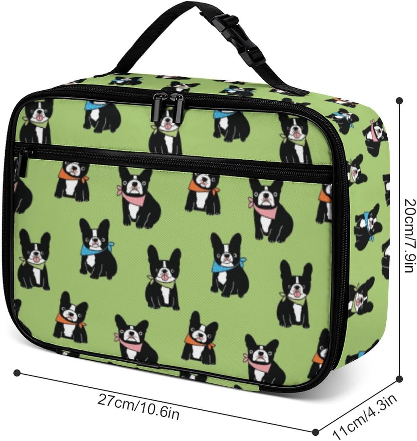 Lonchera reutilizable de bulldog francés, bolsa de almuerzo aislada, lonchera para comida y alimentos, bolsa de mano para mujeres, niños, niñas,