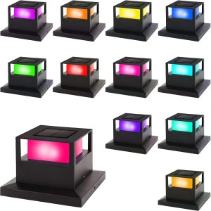 Viewsun Paquete de 12 luces solares para poste de entrada, luces LED SMD de alto brillo, para exteriores que cambian de color, tapas de poste de Viewsun Paquete de 12 luces solares para poste de entrada, luces LED SMD de alto brillo, para exteriores que cambian de color, tapas de poste de