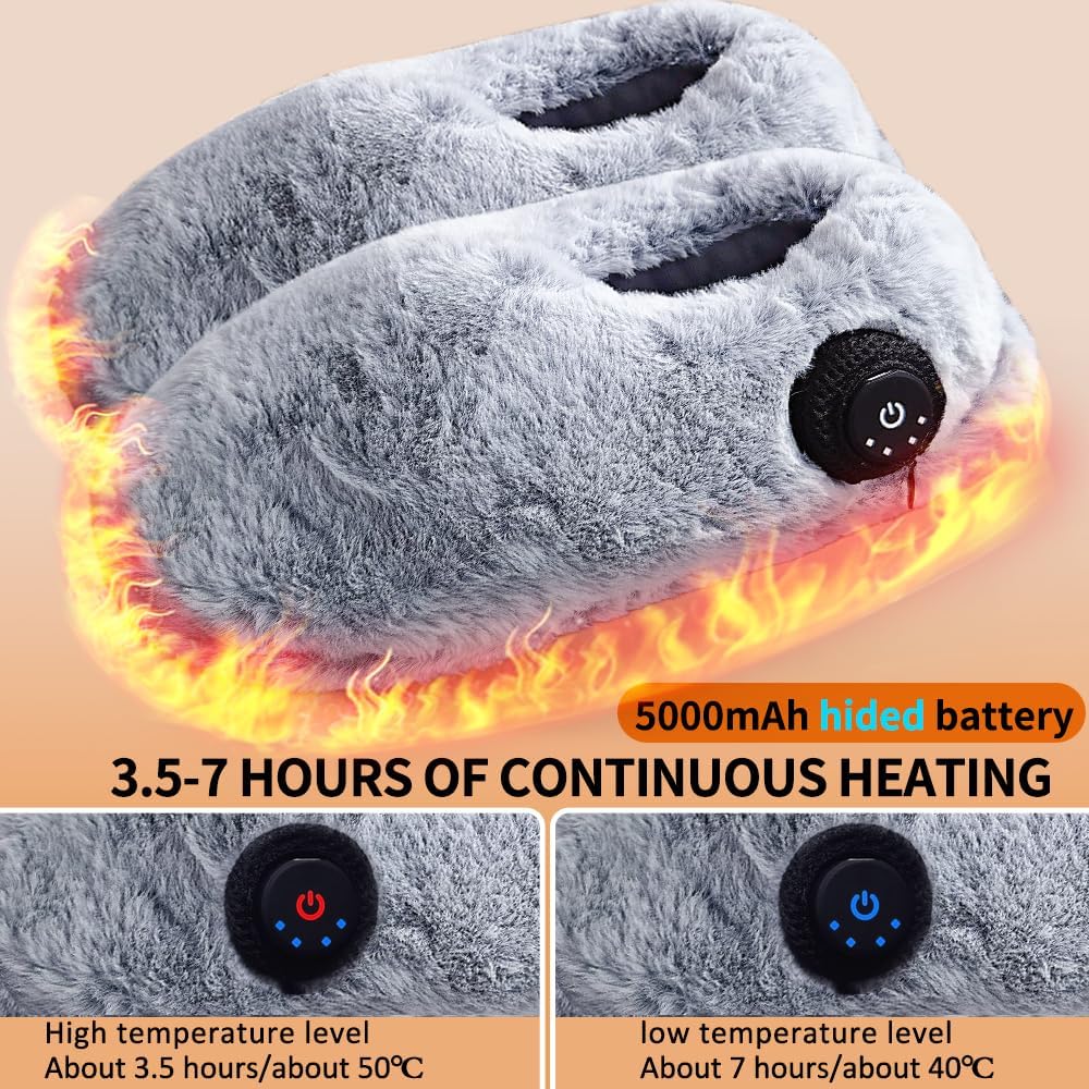 Pantuflas térmicas para pies fríos, almohadilla térmica eléctrica portátil para mujer, recargable, 3.5-7 horas de calefacción, alimentadas por