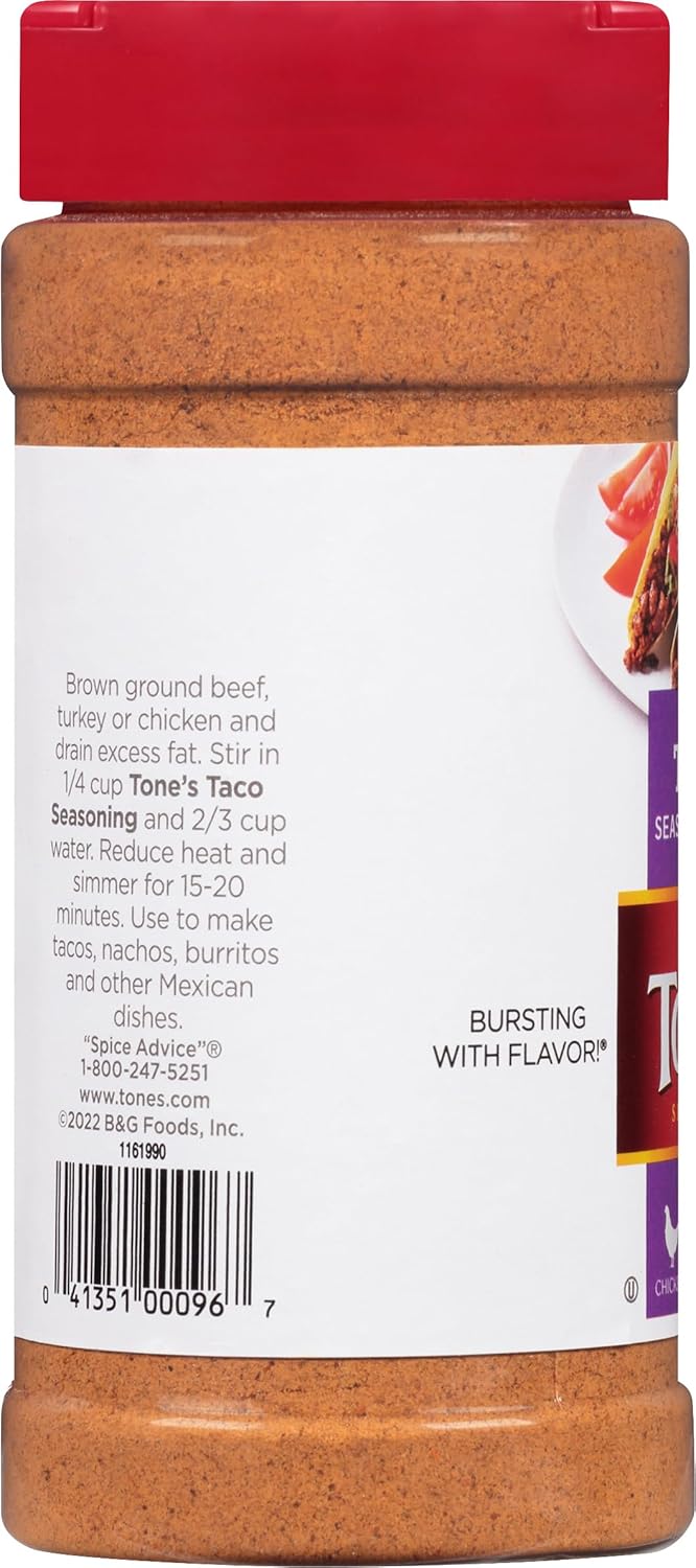 Tone’s Mezcla de condimentos para tacos, coctelera de 10 onzas
