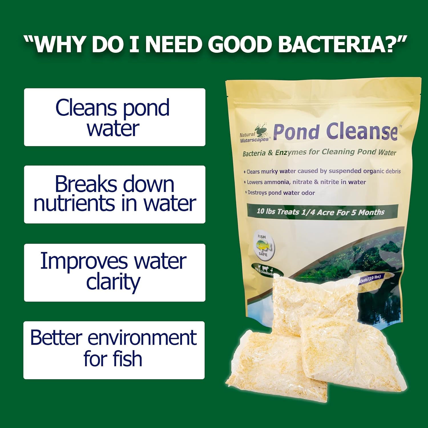 Paquete limpiador natural para estanques  Paquetes clarificadores de estanques y pellets reductores de suciedad  Tratamiento de estanque de 14 acre