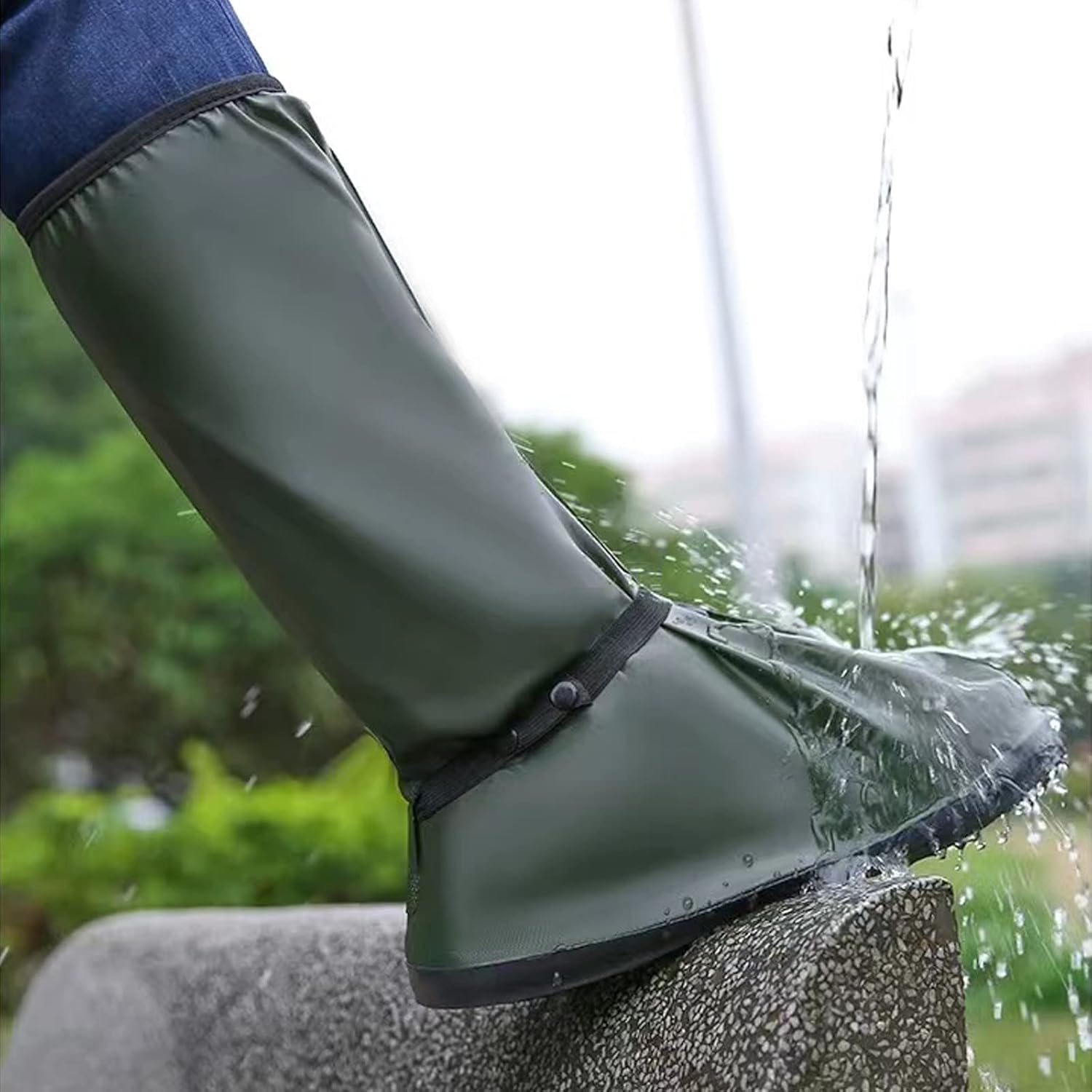 Fundas impermeables para zapatos, reutilizables y plegables, con cremallera, antideslizantes, reflectores, equipo de lluvia para hombres y mujeres,