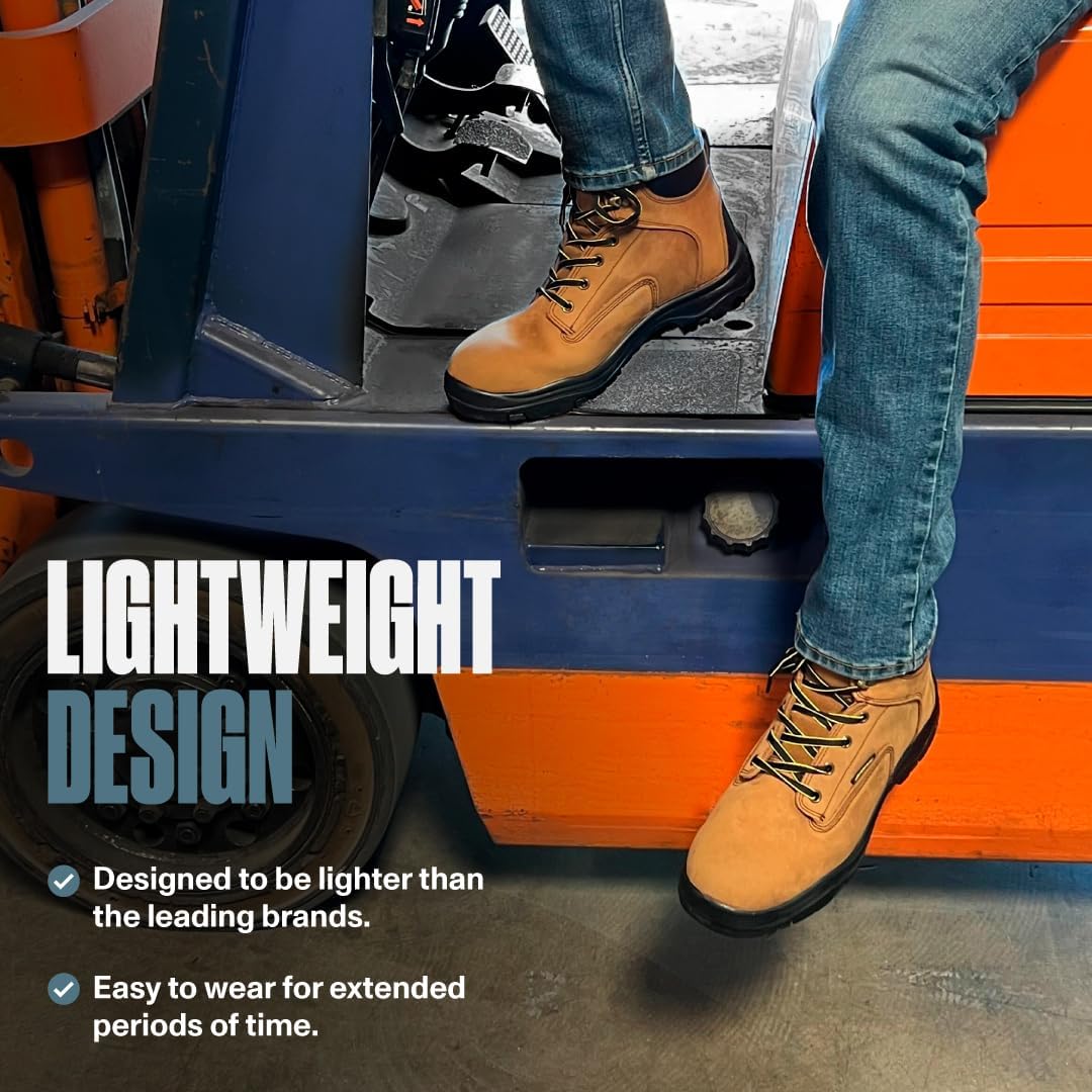 Botas de trabajo impermeables para hombre, punta suave, cuero impermeable de 6 pulgadas, forro aislante, botas de trabajo ultra secas, botas de