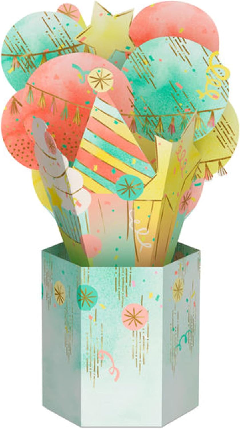 Hallmark Paper Wonder – Tarjeta desplegable de cumpleaños (ramo de globos de cupcakes)