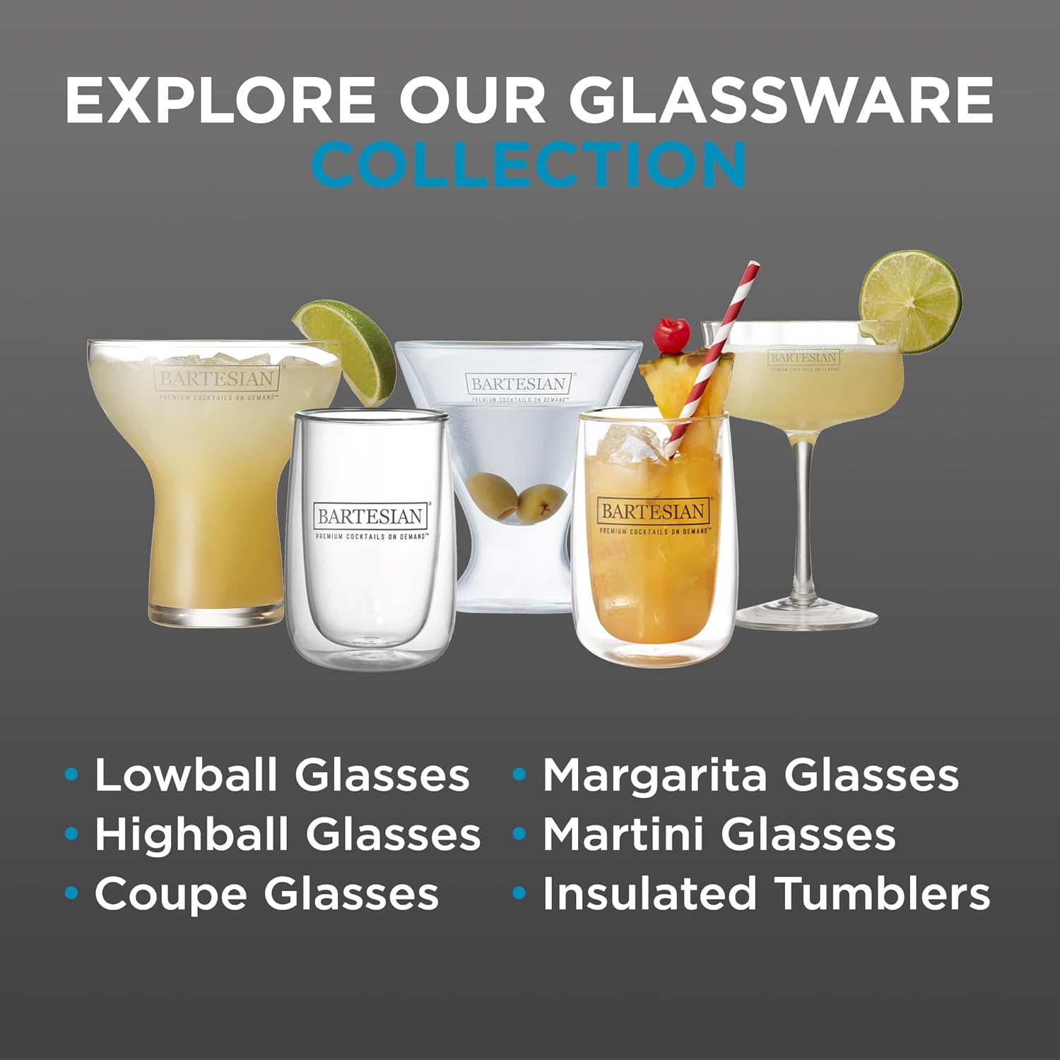 Bartesian Juego de vasos de cóctel  Cristalería sin tallo para cócteles y cócteles sin alcohol  Vasos de bar para Martini, Margarita, Piña Colada,