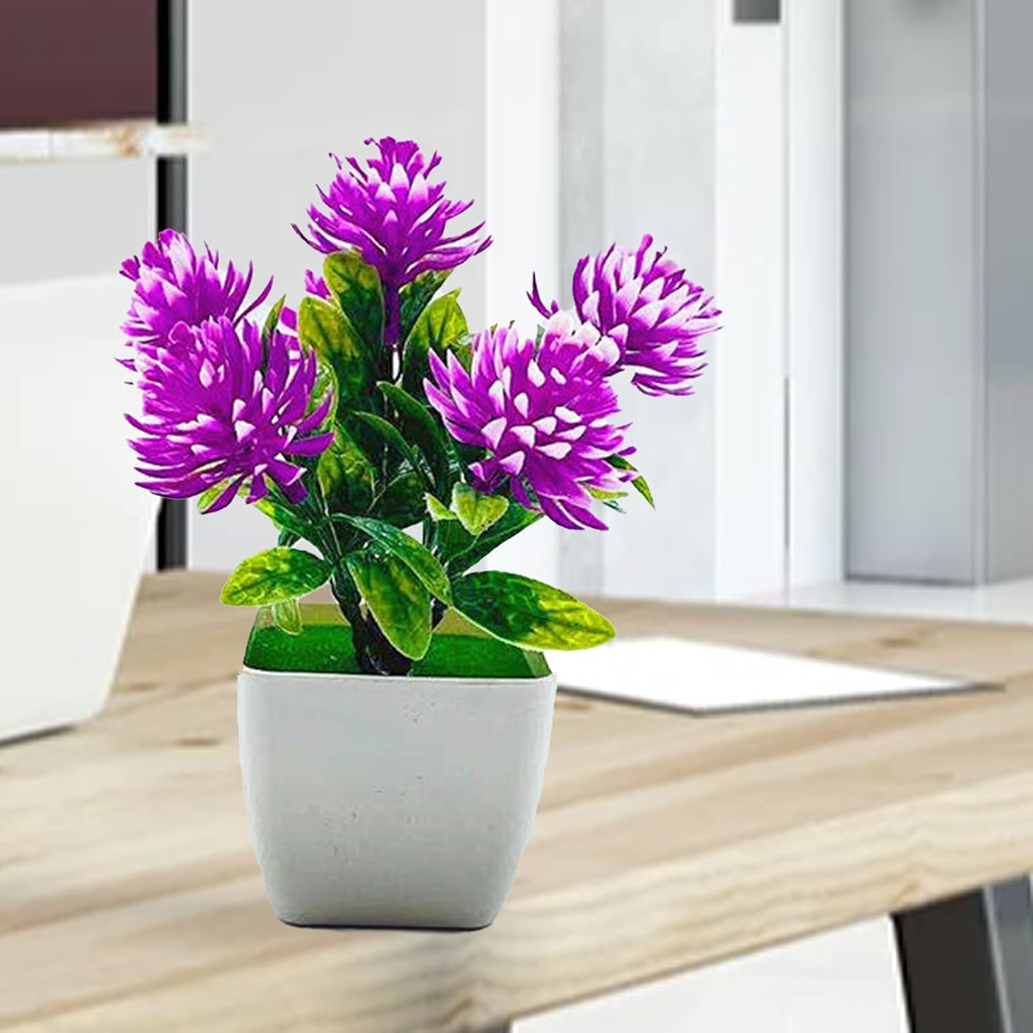 Decoración para plantas falsas, maceta, 1 juego de flores artificiales en maceta realista para bodas y recepción, plástico, diseño de bonsái para el