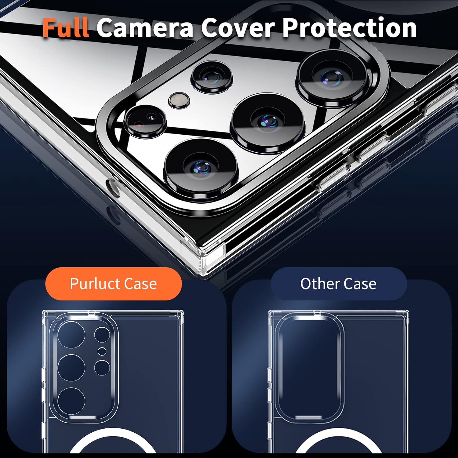 Purluct Funda magnética diseñada para Samsung Galaxy S23 Ultra Clear compatible con MagSafe, protección contra caídas de grado militar nunca