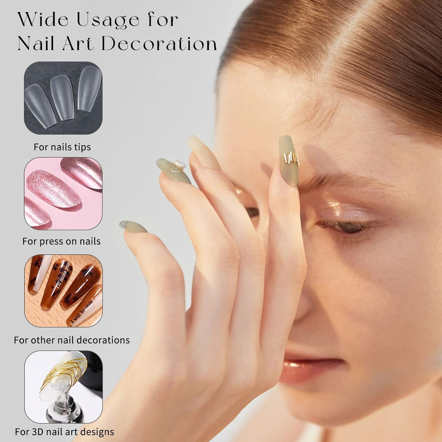 Pegamento de uñas de gel  0.7 fl oz x 2 unidades, gel de pegamento sólido para puntas de uñas, uñas a presión, gel de pegamento de uñas súper fuerte